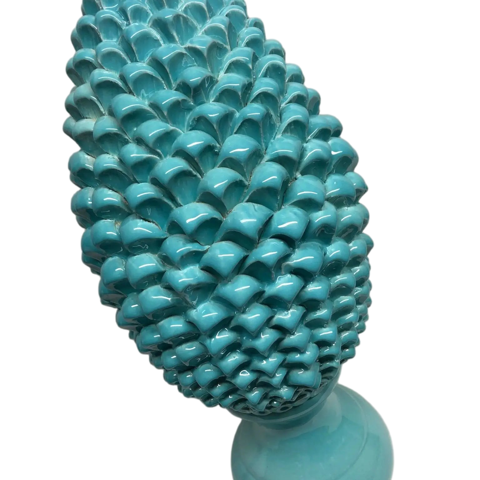 Pigna Ceramica Caltagirone cm H.45 Artigianale Verde Tiffany Linea Luis DD CERAMICHE SICILIANE