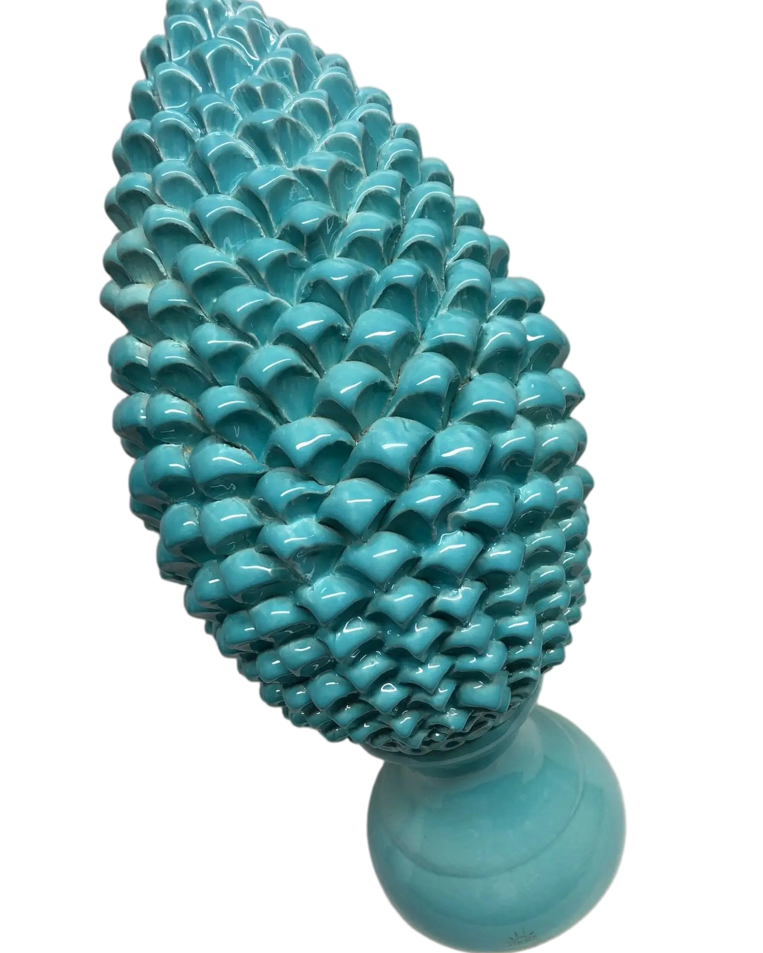 Pigna Ceramica Caltagirone cm H.45 Artigianale Verde Tiffany Linea Luis DD CERAMICHE SICILIANE