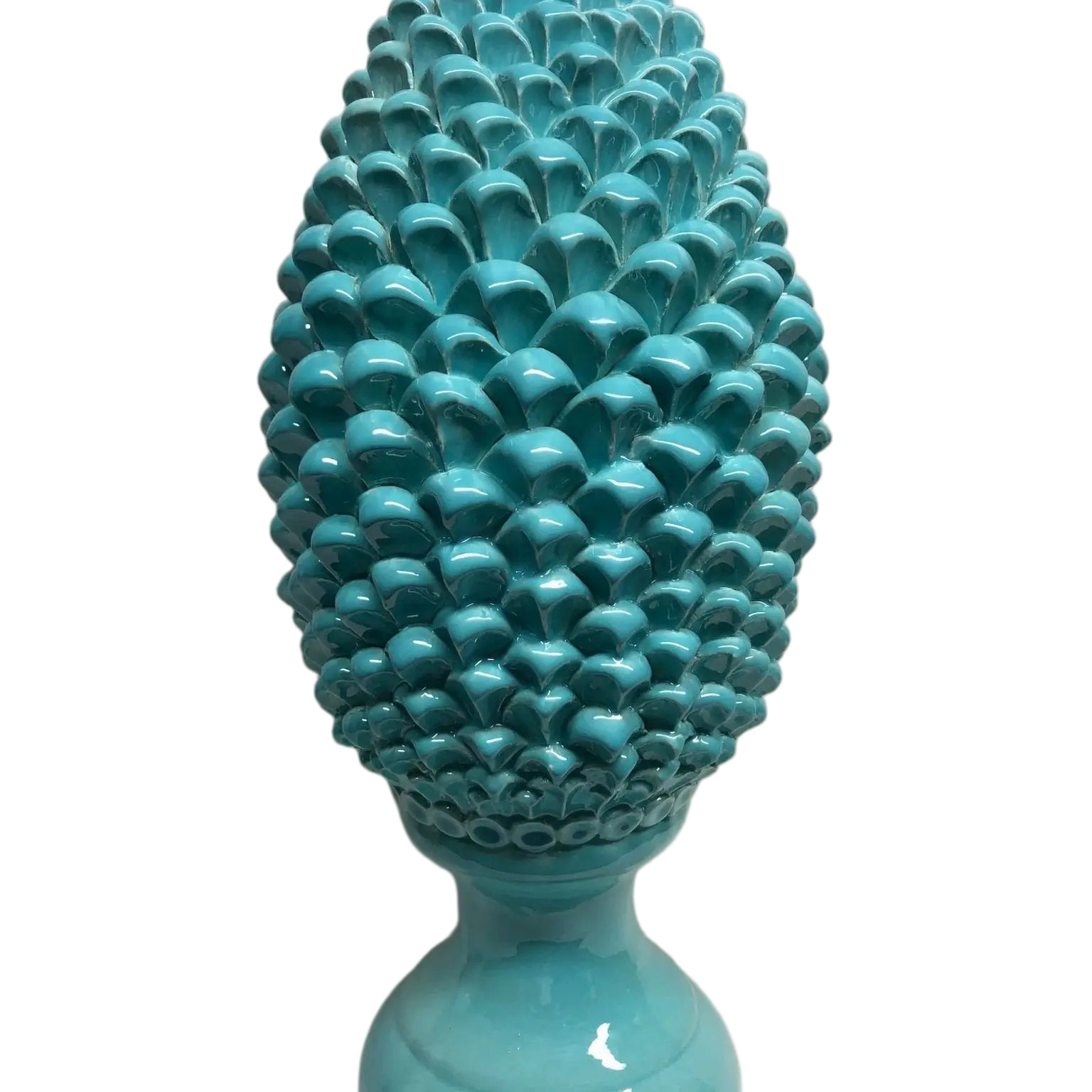 Pigna Ceramica Caltagirone cm H.45 Artigianale Verde Tiffany Linea Luis DD CERAMICHE SICILIANE