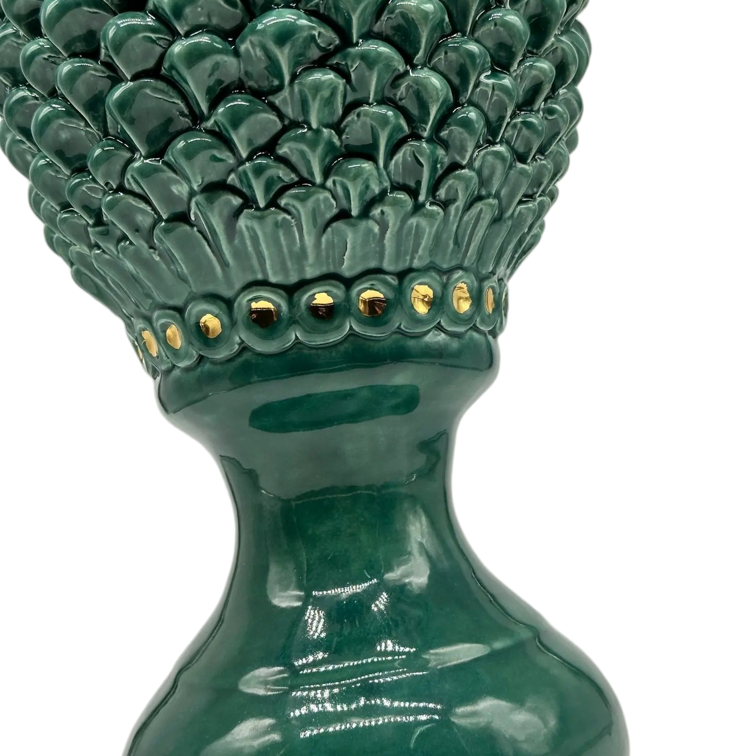 Pigna Ceramica Caltagirone cm H.45 Artigianale Verde Linea Luis DD CERAMICHE SICILIANE