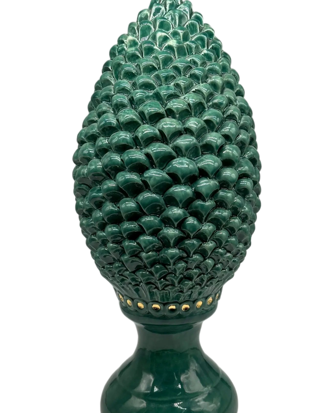 Pigna Ceramica Caltagirone cm H.45 Artigianale Verde Linea Luis DD CERAMICHE SICILIANE