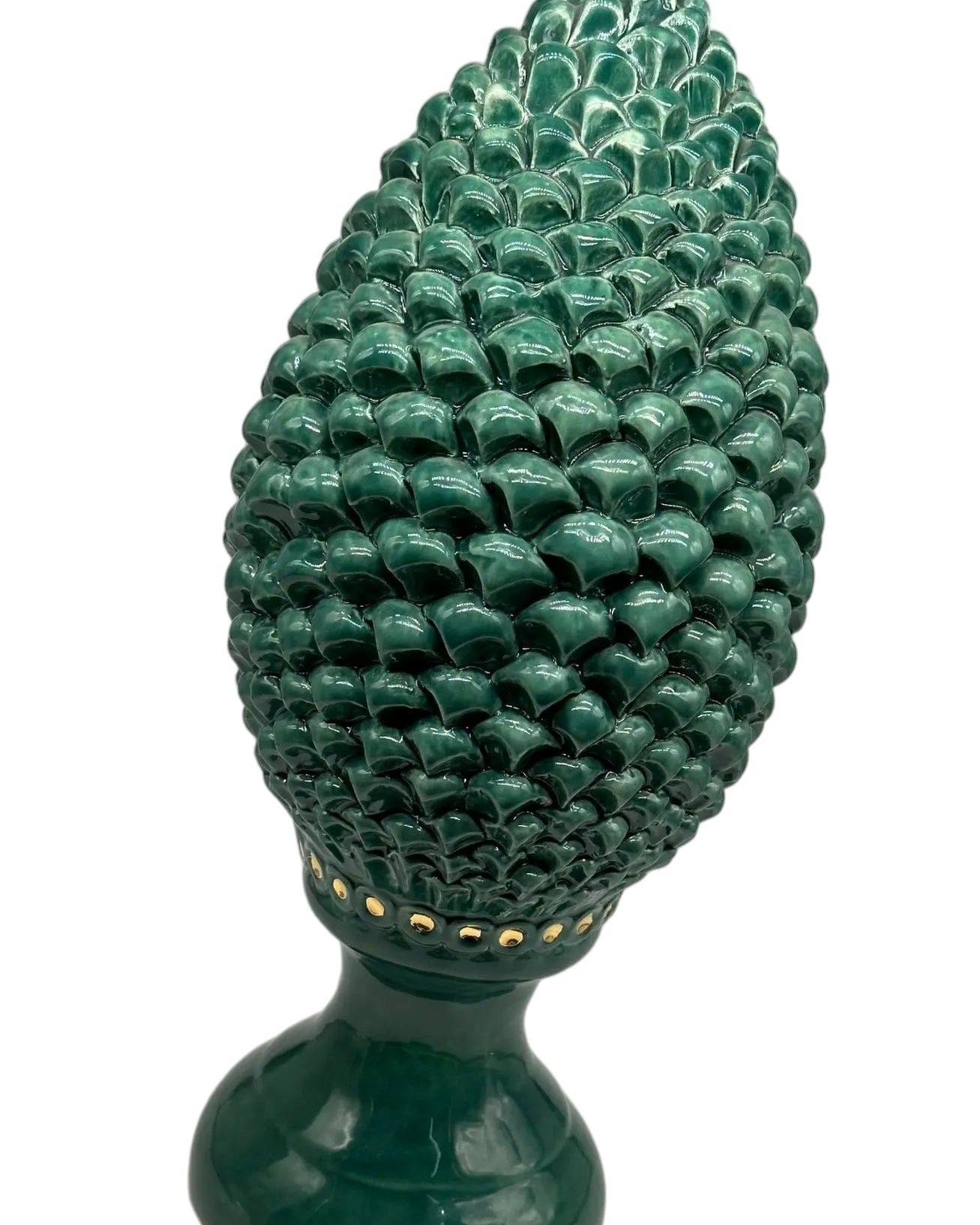 Pigna Ceramica Caltagirone cm H.45 Artigianale Verde Linea Luis DD CERAMICHE SICILIANE