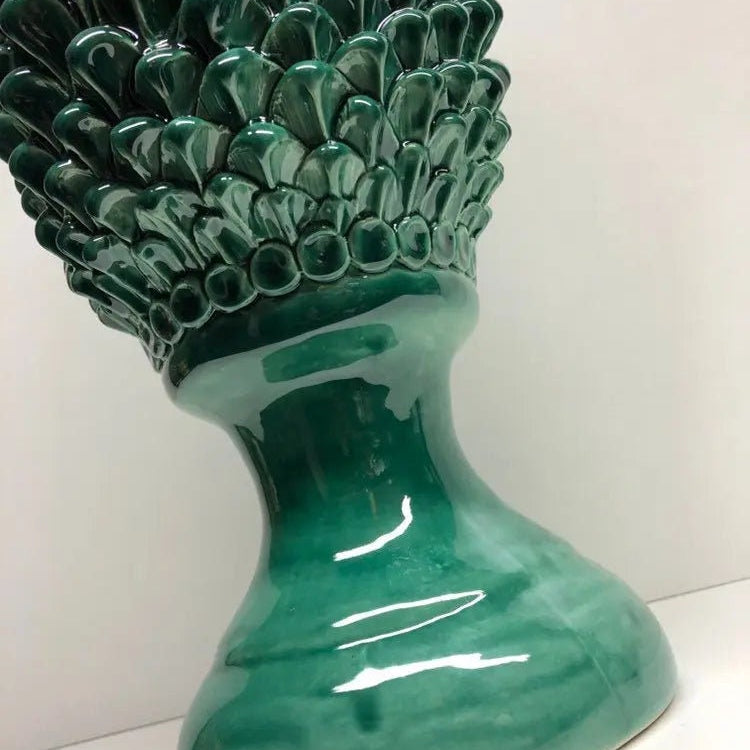 Pigna Ceramica Caltagirone cm H.45 Artigianale Verde Prato Linea Luis DD CERAMICHE SICILIANE