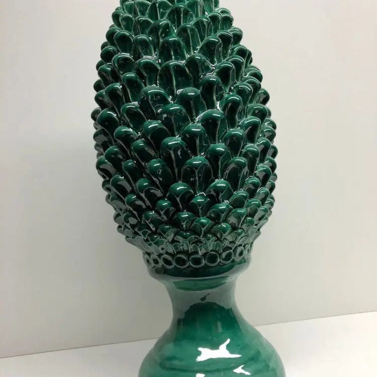 Pigna Ceramica Caltagirone cm H.45 Artigianale Verde Prato Linea Luis DD CERAMICHE SICILIANE