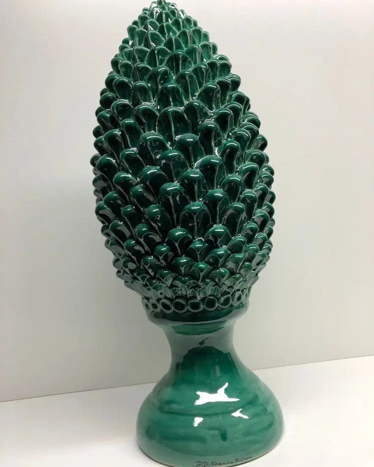 Pigna Ceramica Caltagirone cm H.45 Artigianale Verde Prato Linea Luis DD CERAMICHE SICILIANE