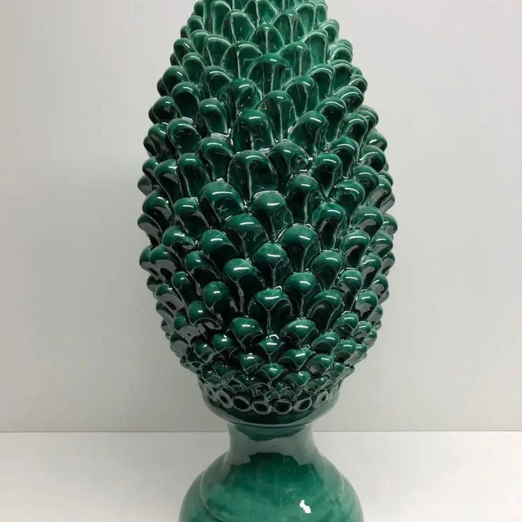 Pigna Ceramica Caltagirone cm H.45 Artigianale Verde Prato Linea Luis DD CERAMICHE SICILIANE