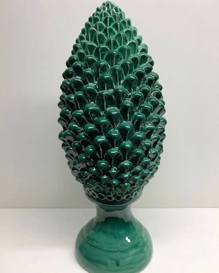 Pigna Ceramica Caltagirone cm H.45 Artigianale Verde Prato Linea Luis DD CERAMICHE SICILIANE