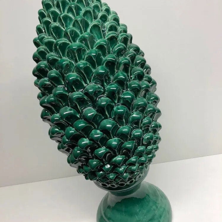 Pigna Ceramica Caltagirone cm H.45 Artigianale Verde Prato Linea Luis DD CERAMICHE SICILIANE