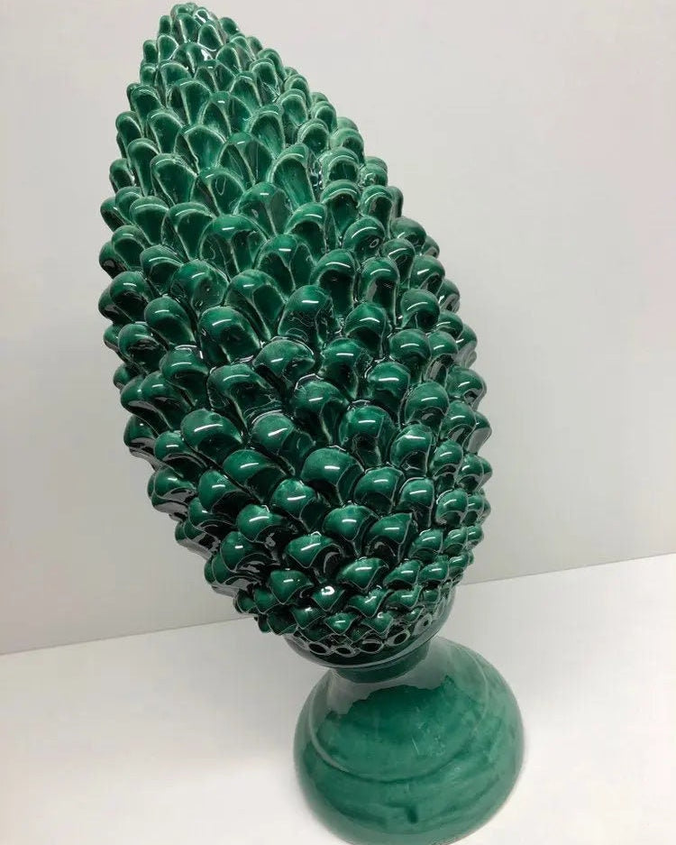 Pigna Ceramica Caltagirone cm H.45 Artigianale Verde Prato Linea Luis DD CERAMICHE SICILIANE