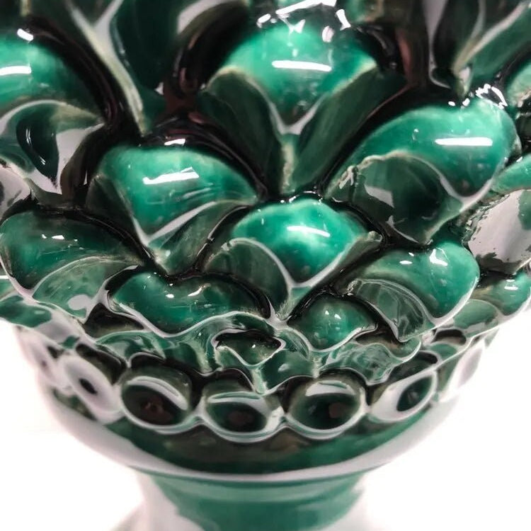 Pigna Ceramica Caltagirone cm H.45 Artigianale Verde Prato Linea Luis DD CERAMICHE SICILIANE
