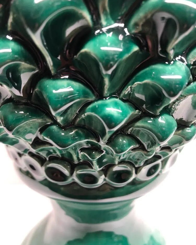 Pigna Ceramica Caltagirone cm H.45 Artigianale Verde Prato Linea Luis DD CERAMICHE SICILIANE