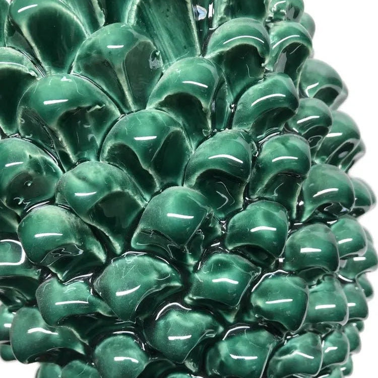Pigna Ceramica Caltagirone cm H.45 Artigianale Verde Prato Linea Luis DD CERAMICHE SICILIANE