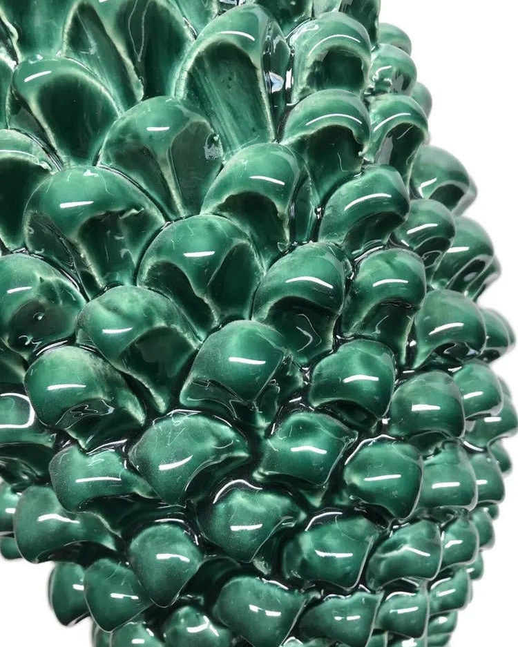 Pigna Ceramica Caltagirone cm H.45 Artigianale Verde Prato Linea Luis DD CERAMICHE SICILIANE