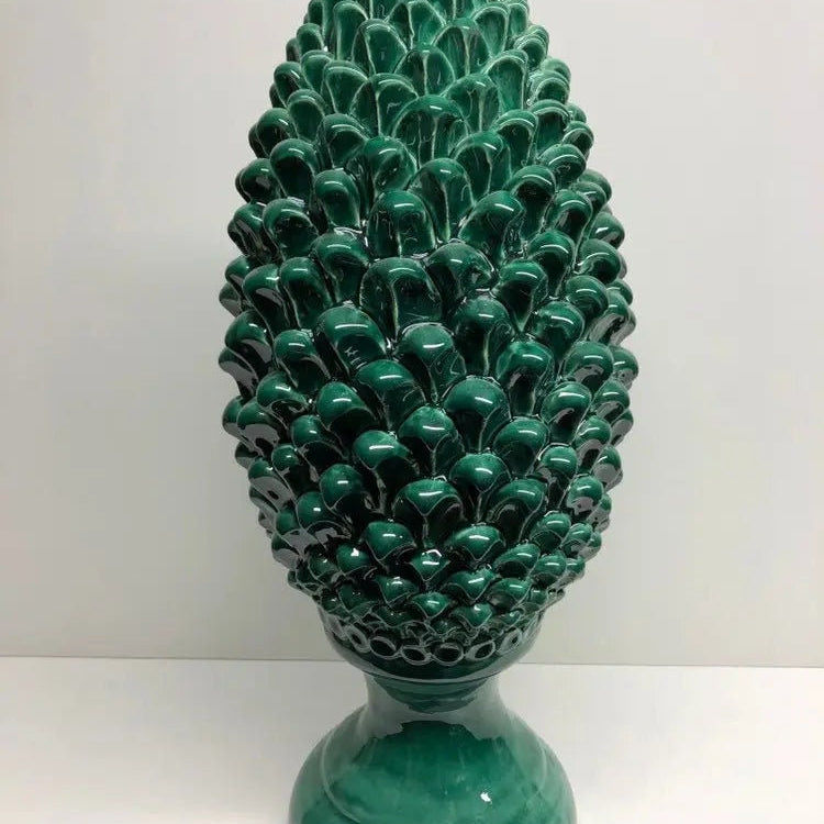 Pigna Ceramica Caltagirone cm H.45 Artigianale Verde Prato Linea Luis DD CERAMICHE SICILIANE