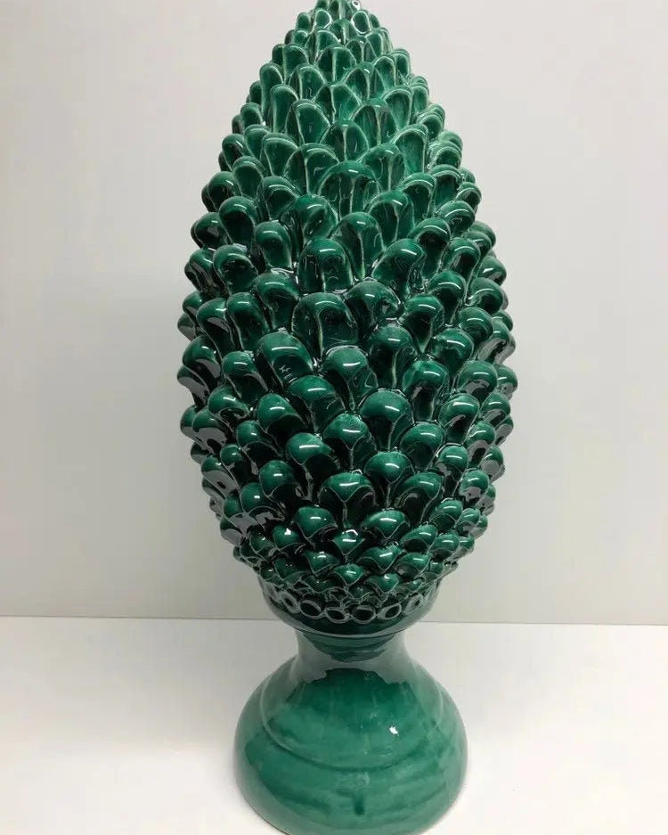 Pigna Ceramica Caltagirone cm H.45 Artigianale Verde Prato Linea Luis DD CERAMICHE SICILIANE