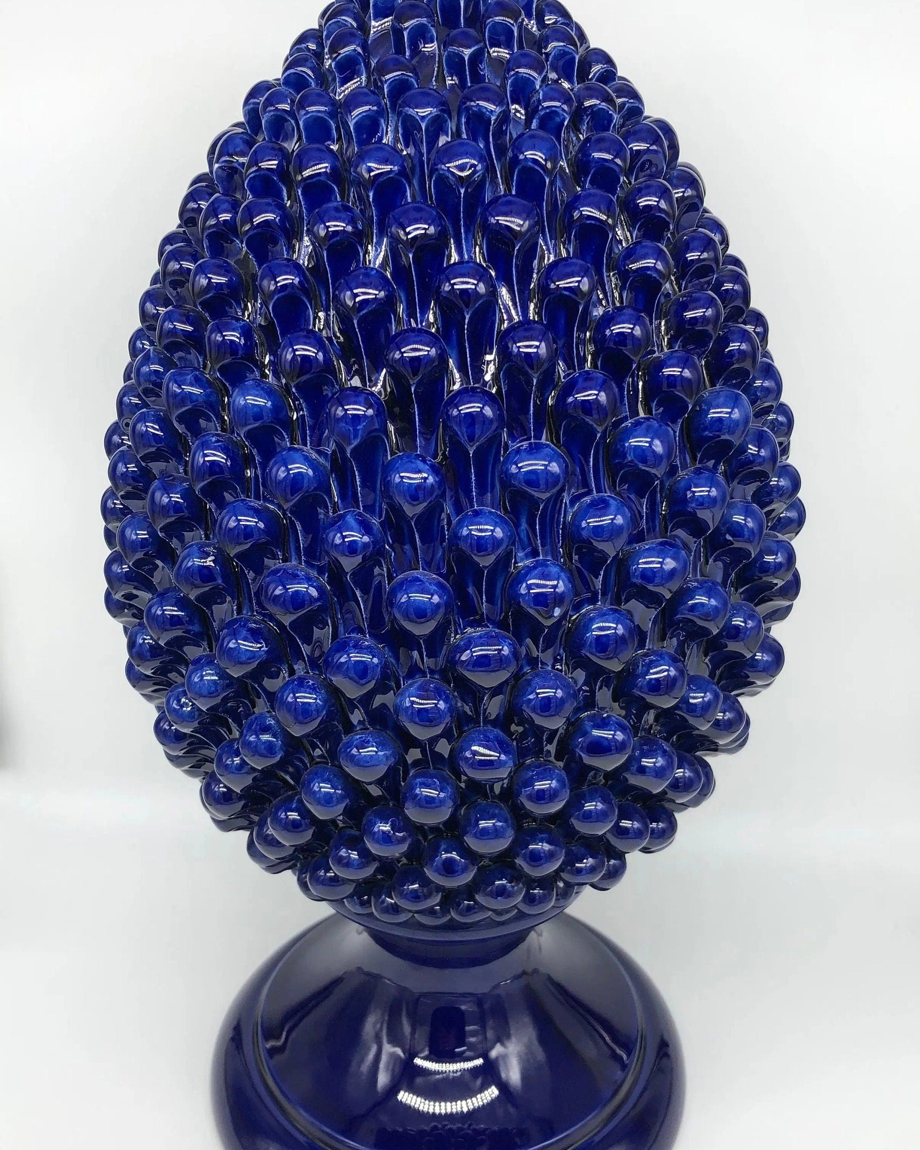 Pigna Ceramica Caltagirone cm H.50 Artigianale Blu DD CERAMICHE SICILIANE