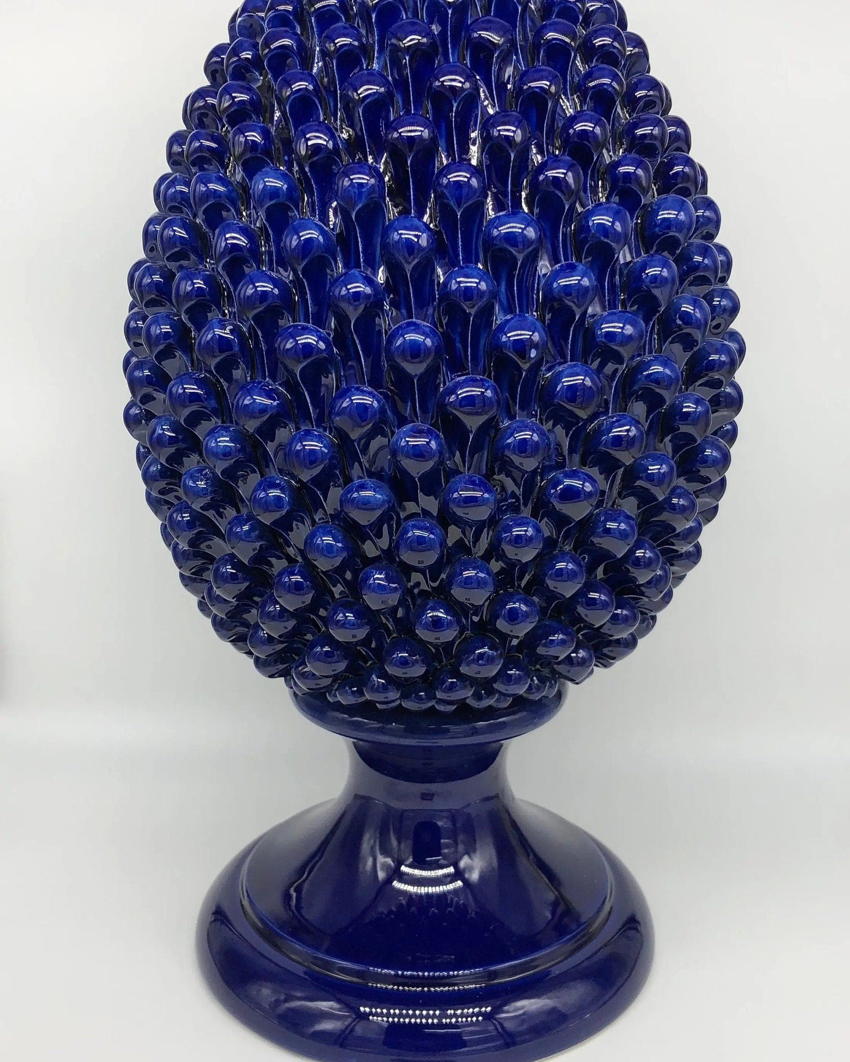 Pigna Ceramica Caltagirone cm H.50 Artigianale Blu DD CERAMICHE SICILIANE