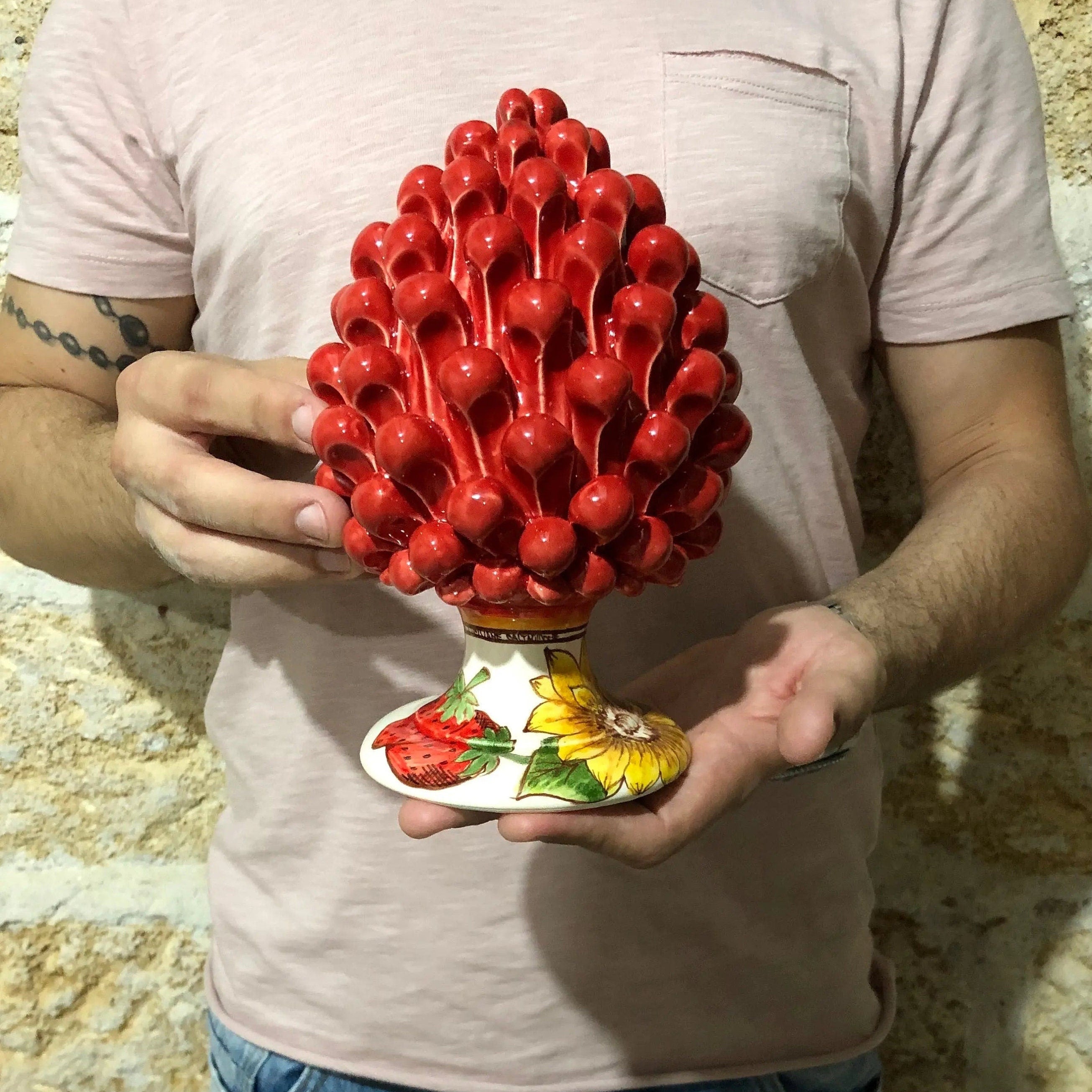 Pigna Ceramica Caltagirone Linea “4 stagioni” cm H.20 Artigianale DD CERAMICHE SICILIANE