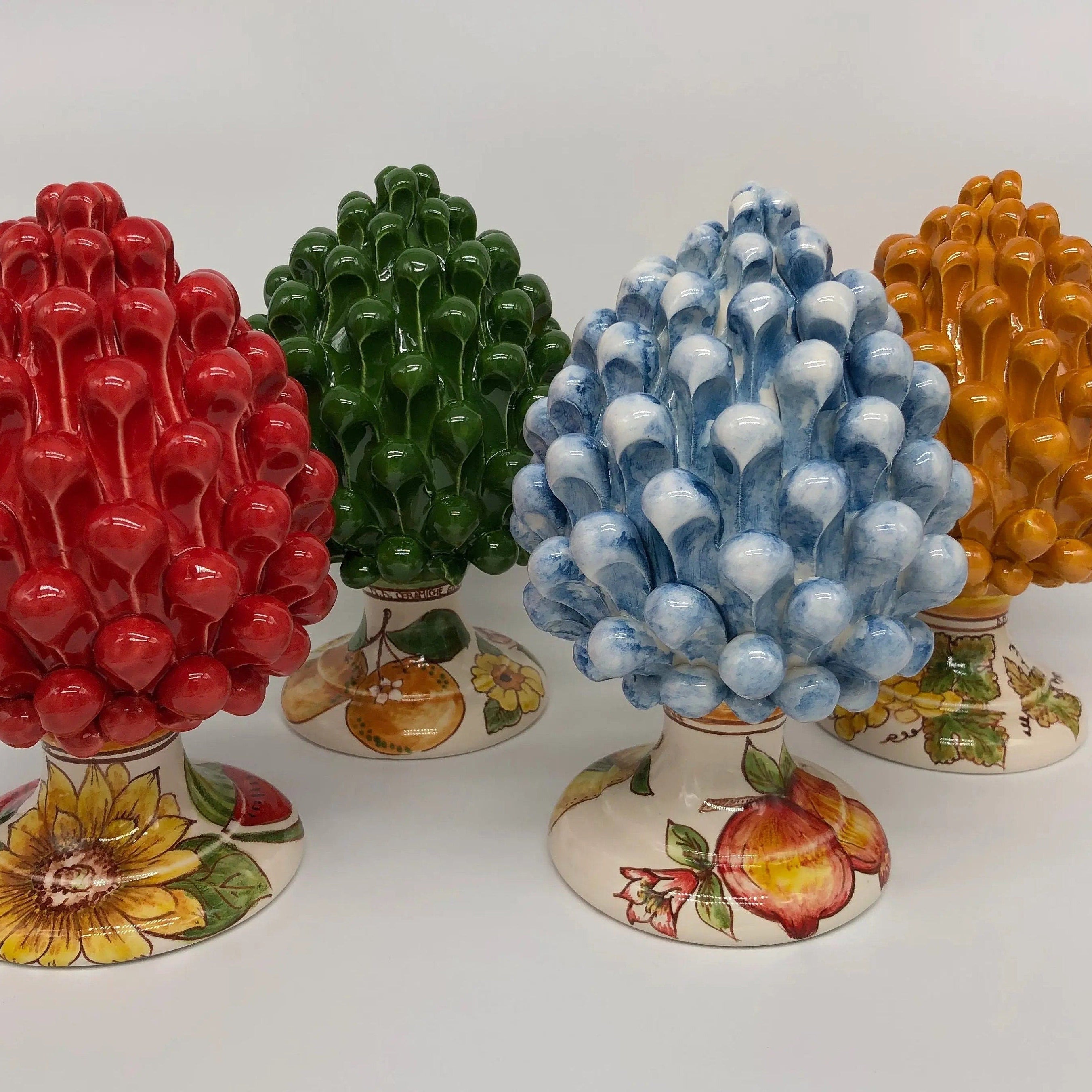 Pigna Ceramica Caltagirone Linea “4 stagioni” cm H.20 Artigianale DD CERAMICHE SICILIANE