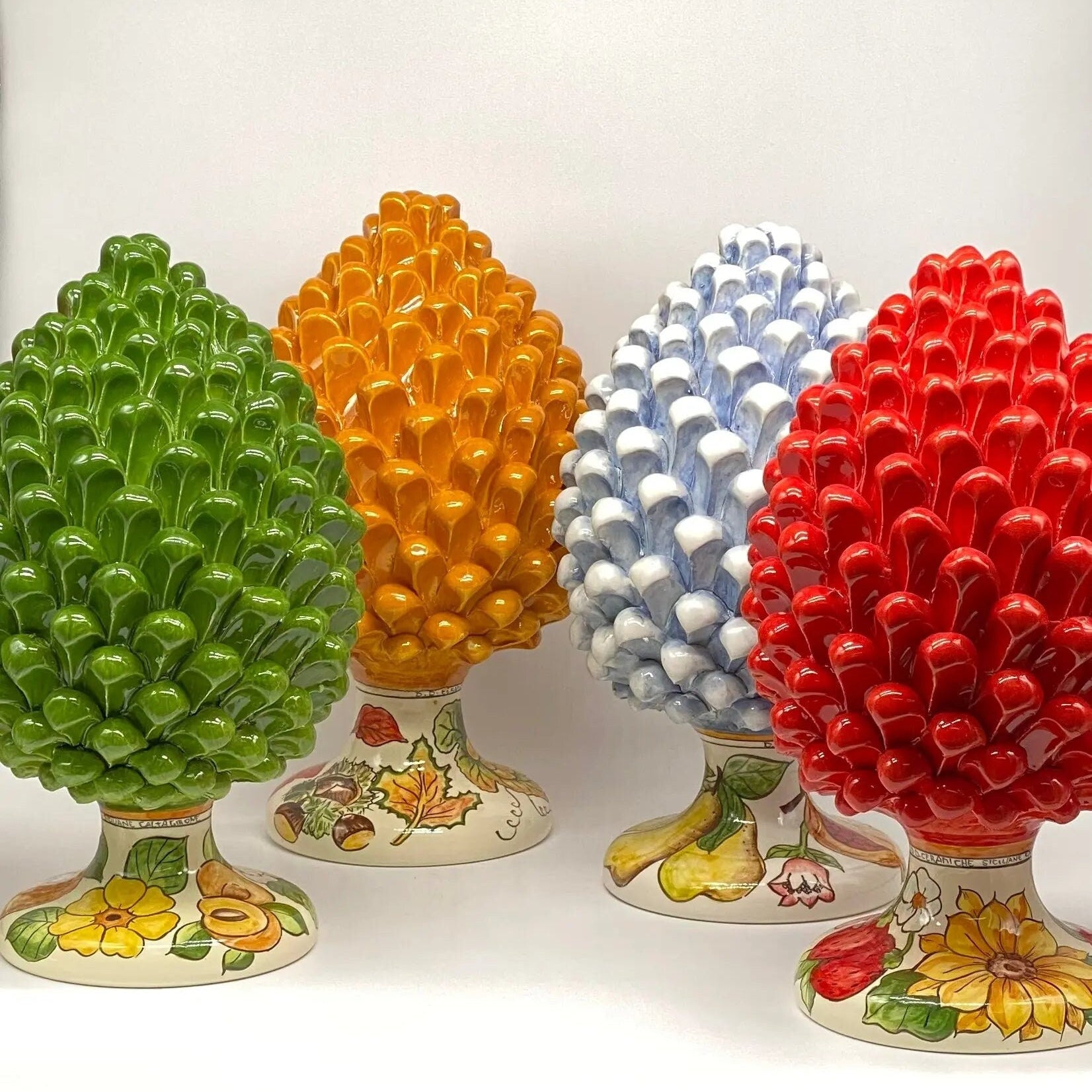 Pigna Ceramica Caltagirone Linea “4 stagioni” cm H.30 Artigianale DD CERAMICHE SICILIANE