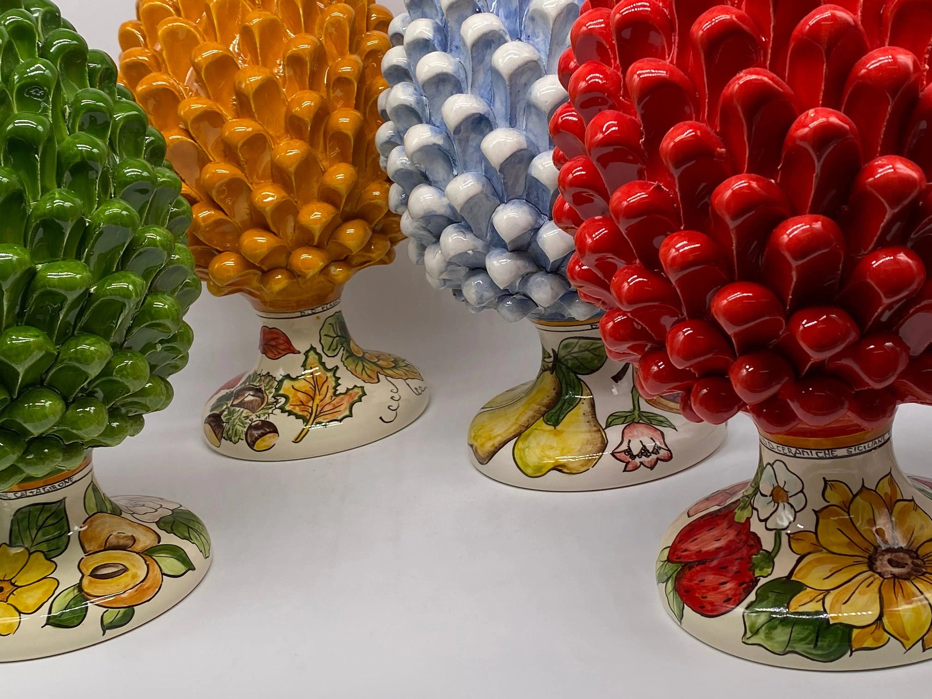 Pigna Ceramica Caltagirone Linea “4 stagioni” cm H.30 Artigianale DD CERAMICHE SICILIANE