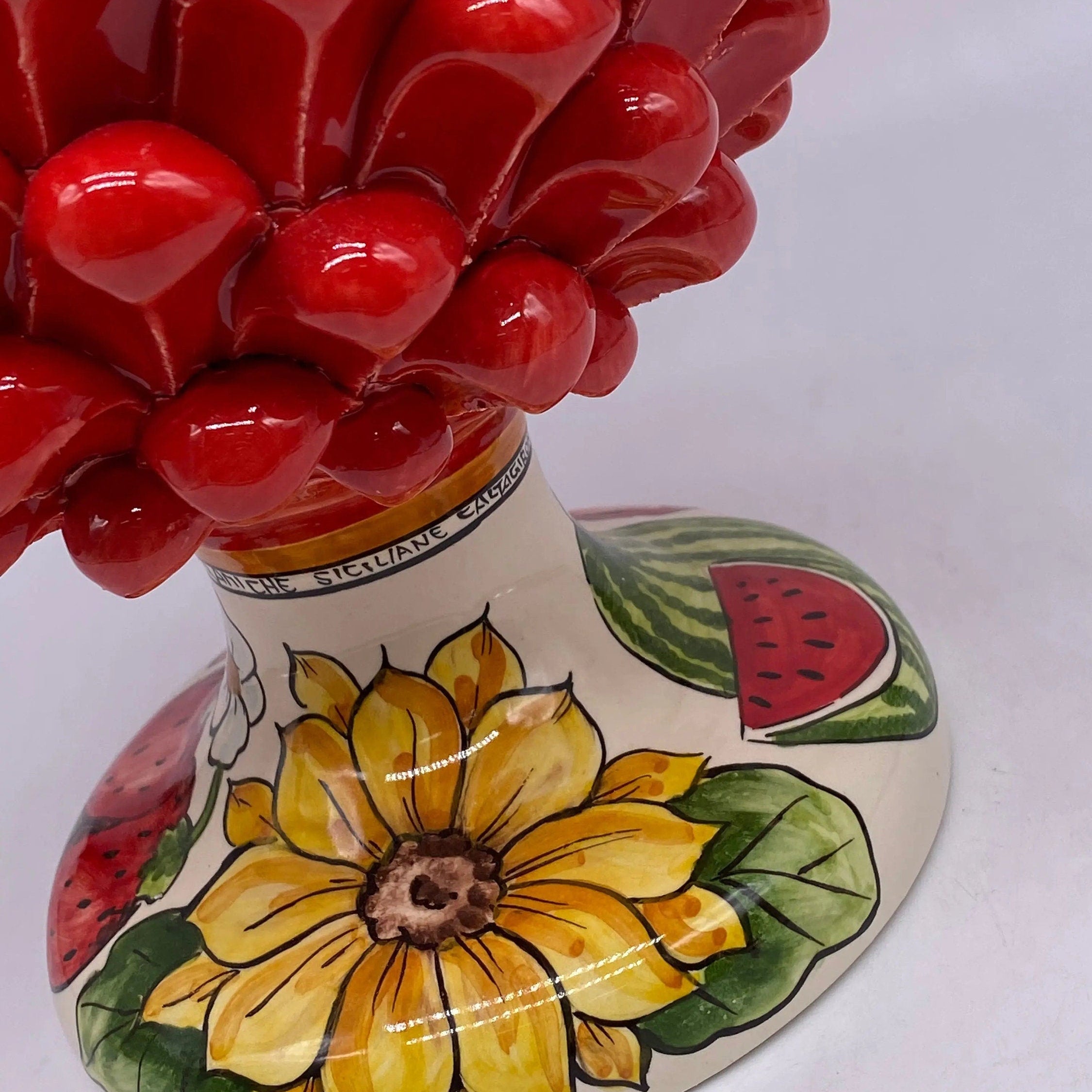 Pigna Ceramica Caltagirone Linea “4 stagioni” cm H.30 Artigianale DD CERAMICHE SICILIANE