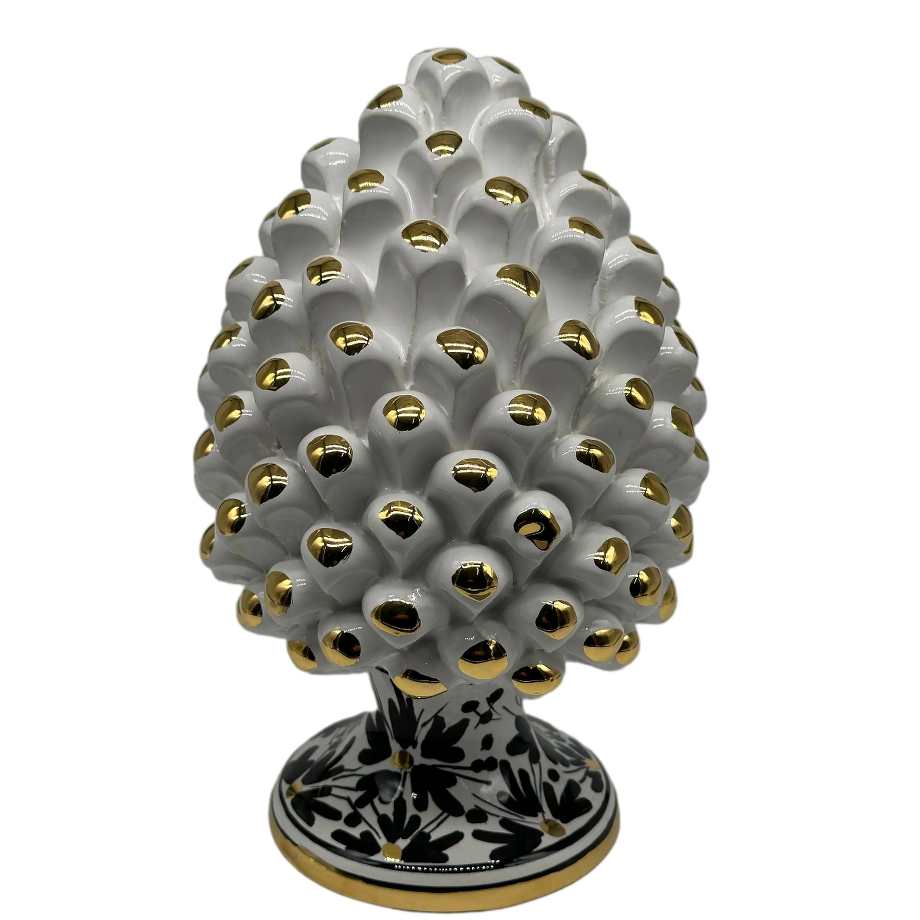 Pigna “CHIC” Ceramica Caltagirone cm H.20 Artigianale Bianco DD CERAMICHE SICILIANE