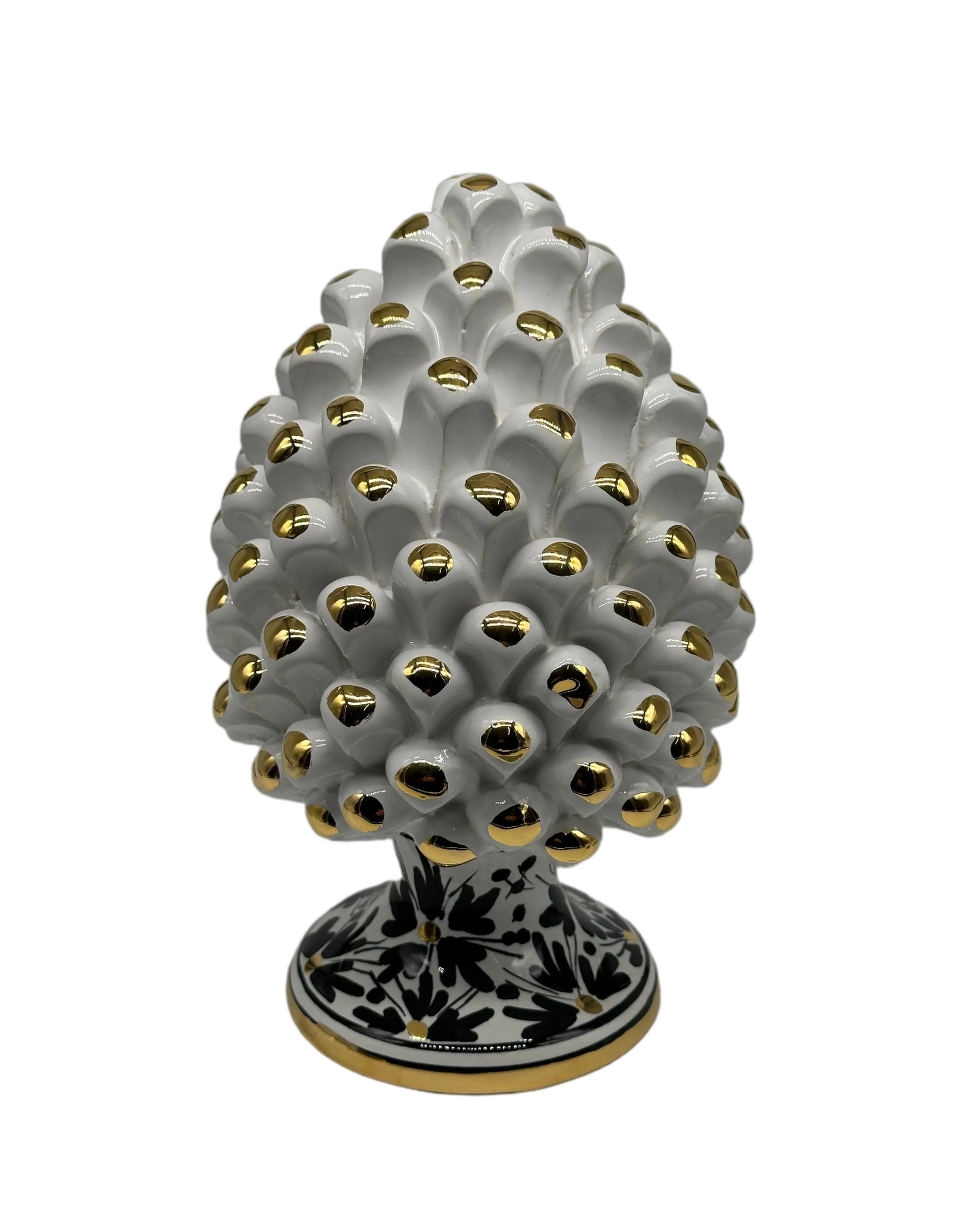 Pigna “CHIC” Ceramica Caltagirone cm H.20 Artigianale Bianco DD CERAMICHE SICILIANE