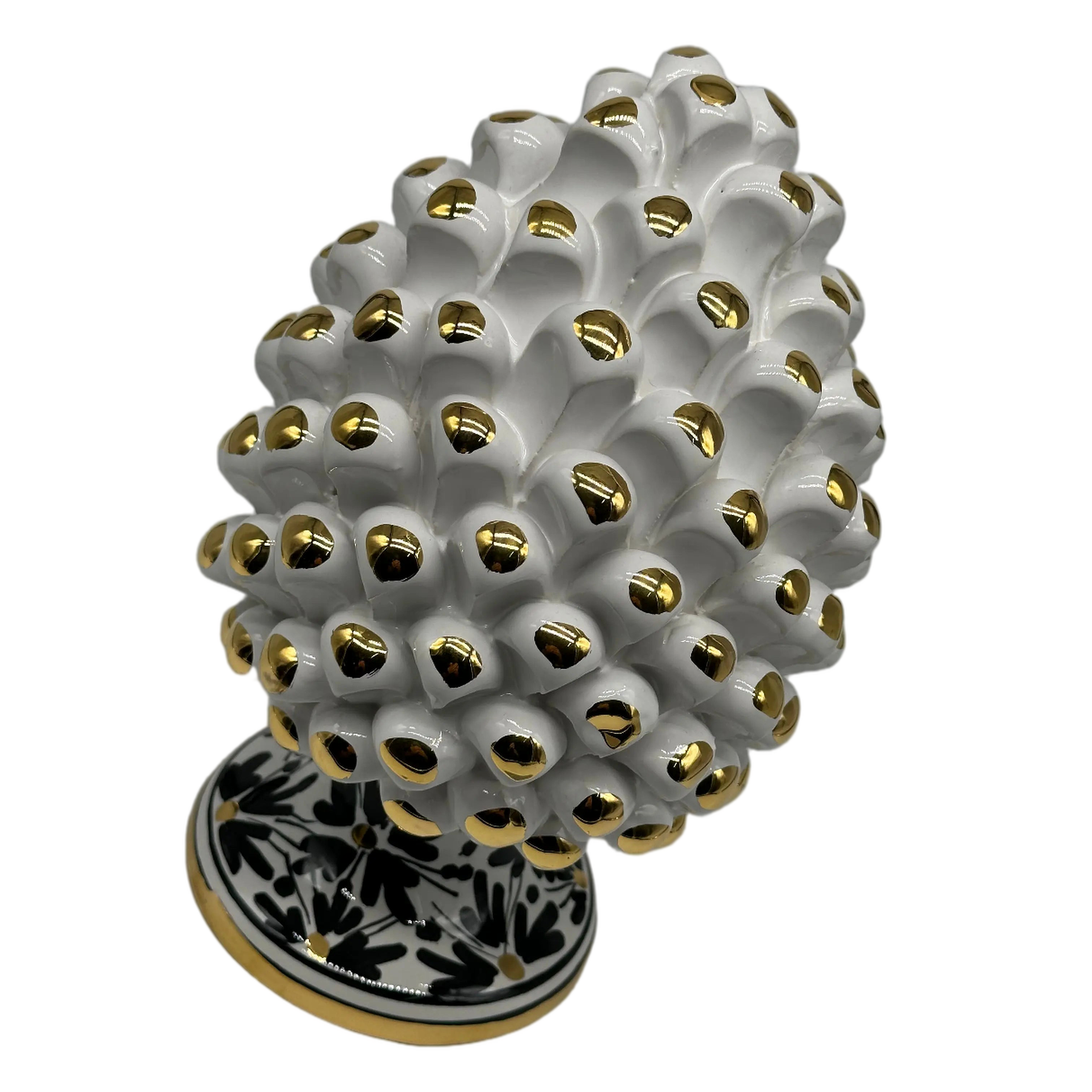 Pigna “CHIC” Ceramica Caltagirone cm H.20 Artigianale Bianco DD CERAMICHE SICILIANE