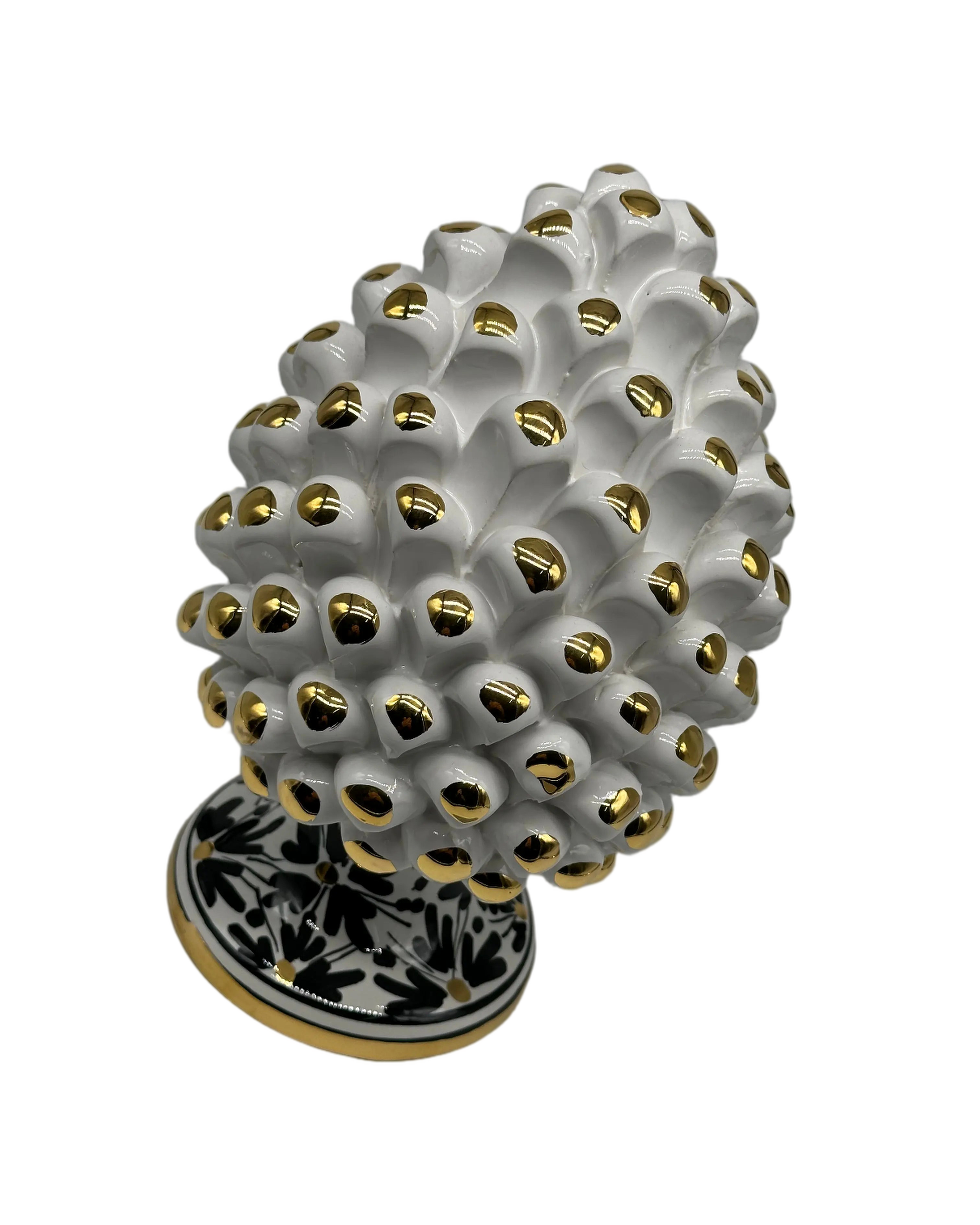 Pigna “CHIC” Ceramica Caltagirone cm H.25 Artigianale Bianco DD CERAMICHE SICILIANE