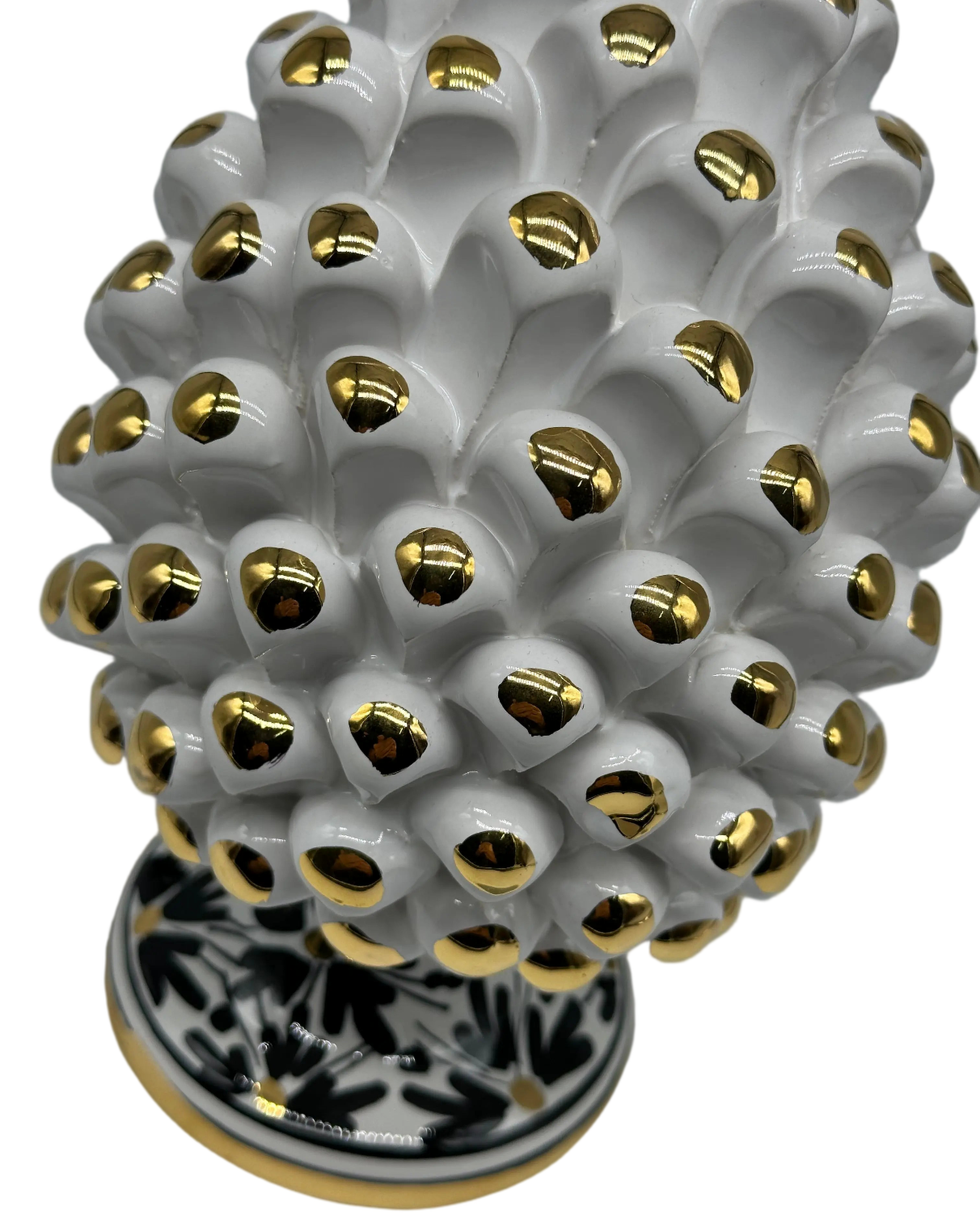 Pigna “CHIC” Ceramica Caltagirone cm H.25 Artigianale Bianco DD CERAMICHE SICILIANE