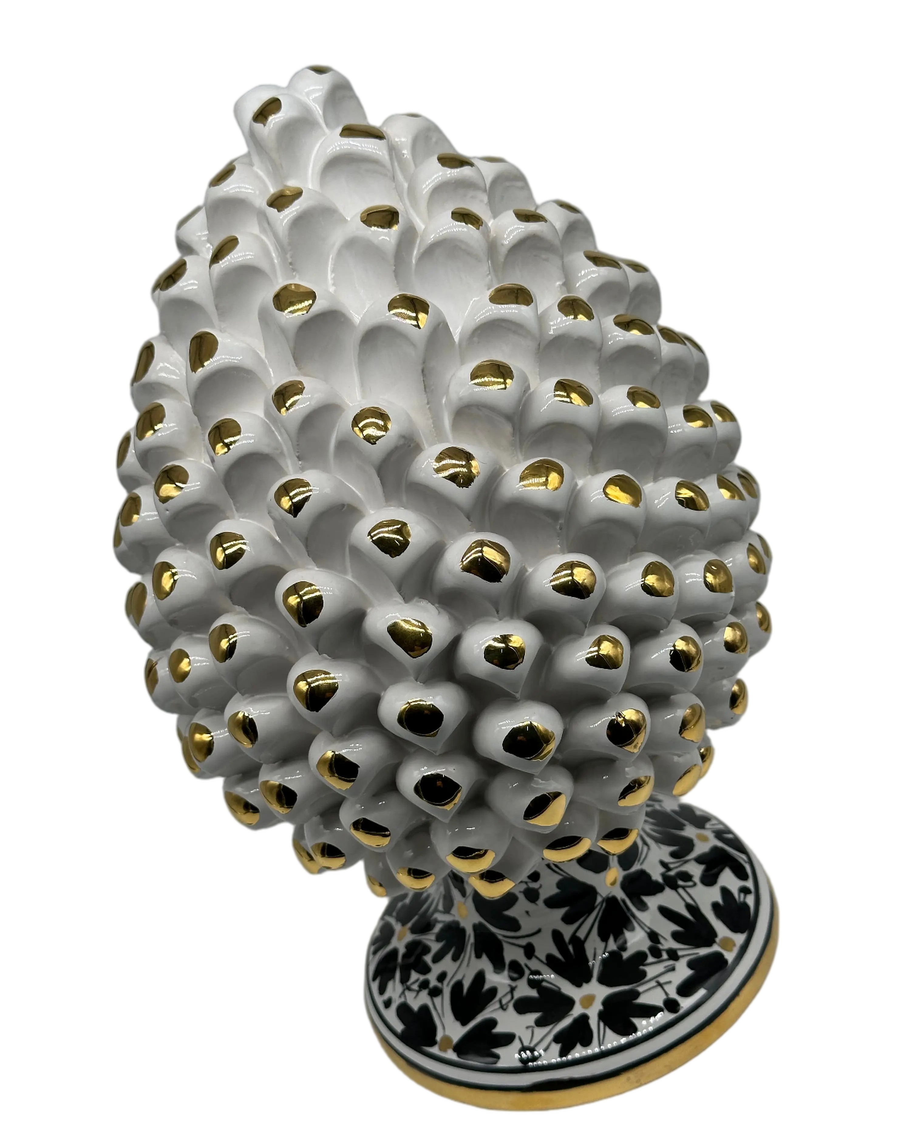 Pigna “CHIC” Ceramica Caltagirone cm H.30 Artigianale Bianco DD CERAMICHE SICILIANE