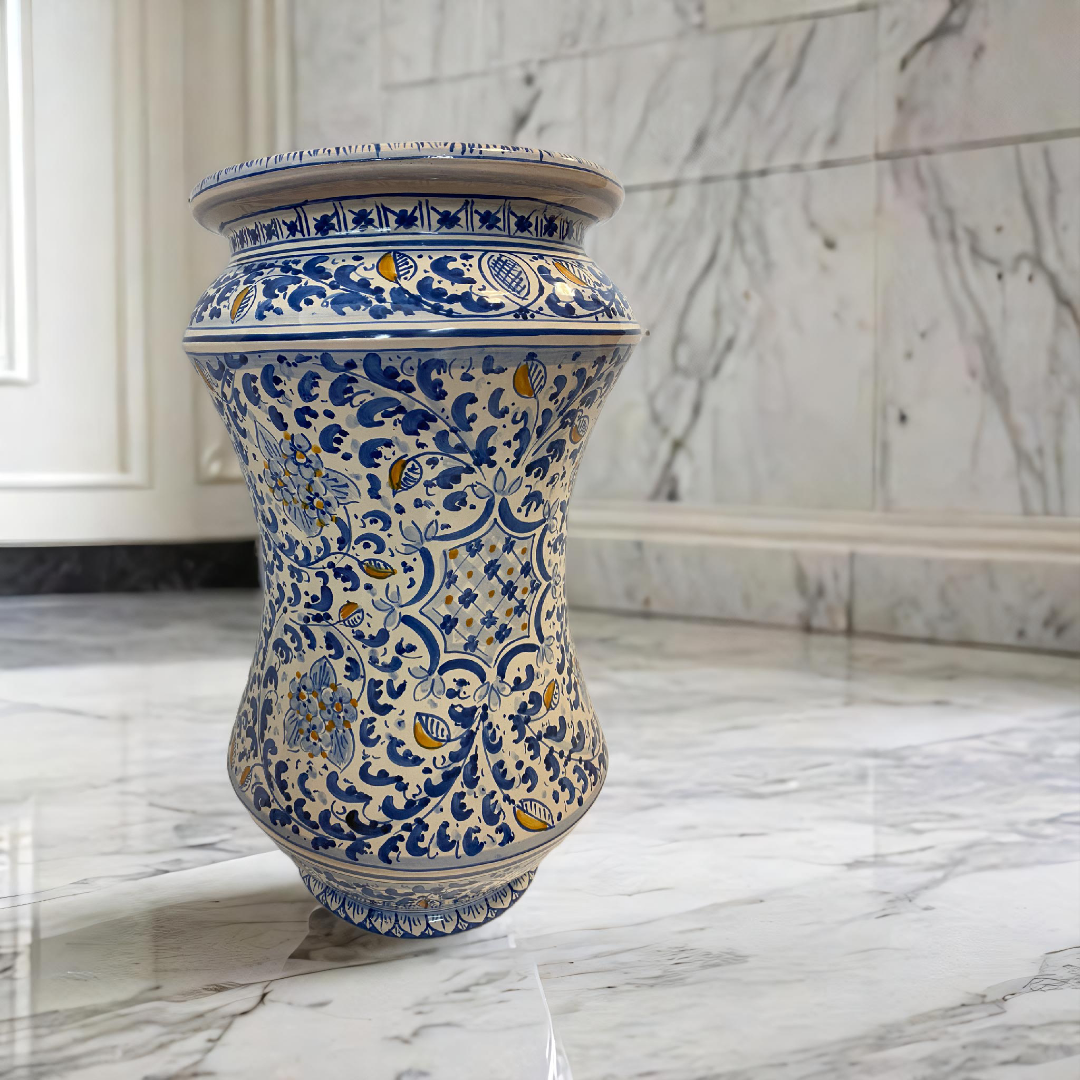 Portaombrelli cm H.50 L.30 Ceramica Caltagirone Decoro “seicento” a mano - MADE IN SICILY