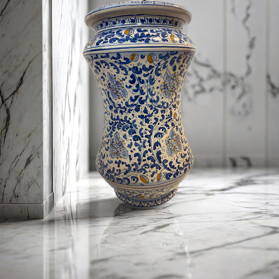 Portaombrelli cm H.50 L.30 Ceramica Caltagirone Decoro “seicento” a mano - MADE IN SICILY