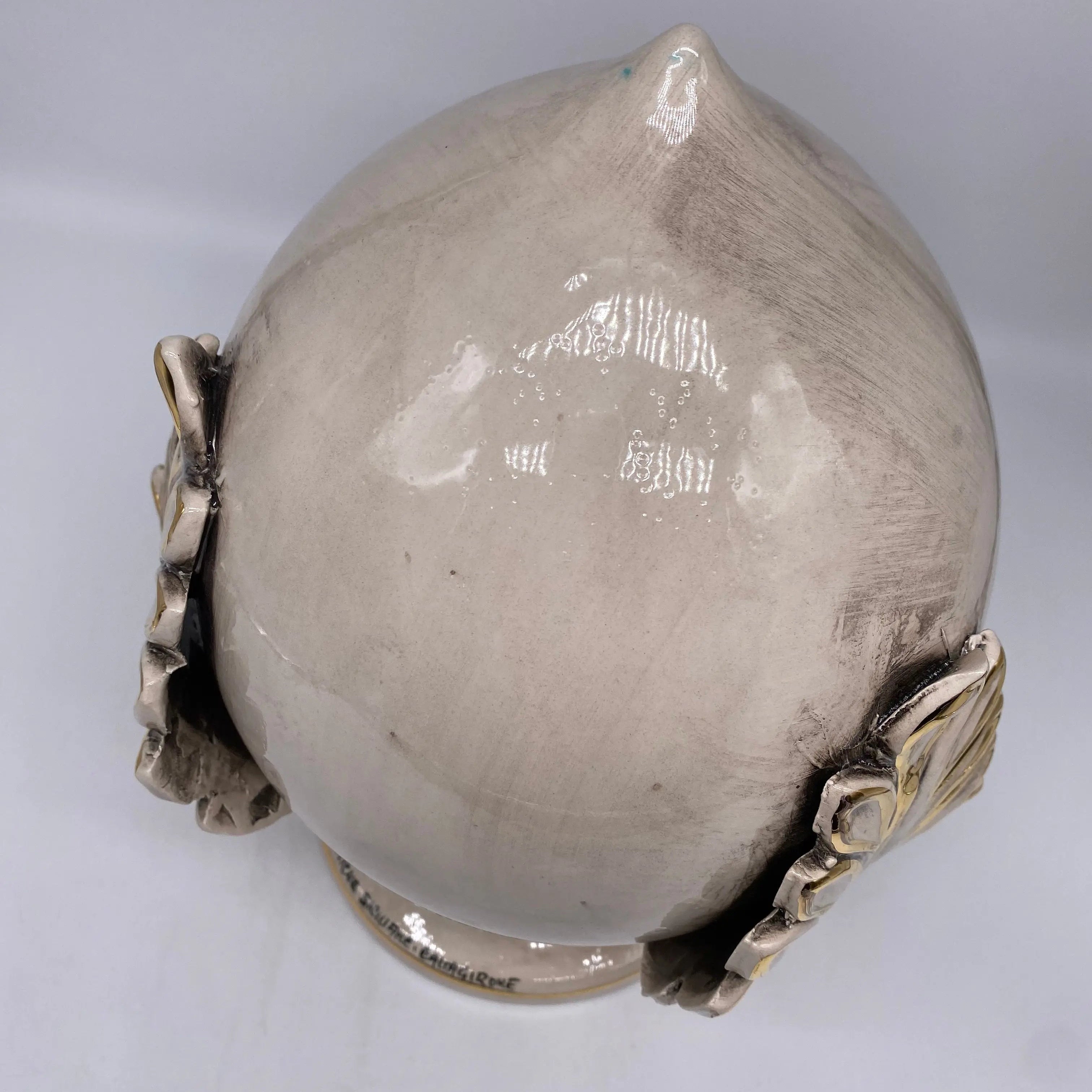 Pumo Ceramica Caltagirone cm H.30 Artigianale Écru Oro DD CERAMICHE SICILIANE