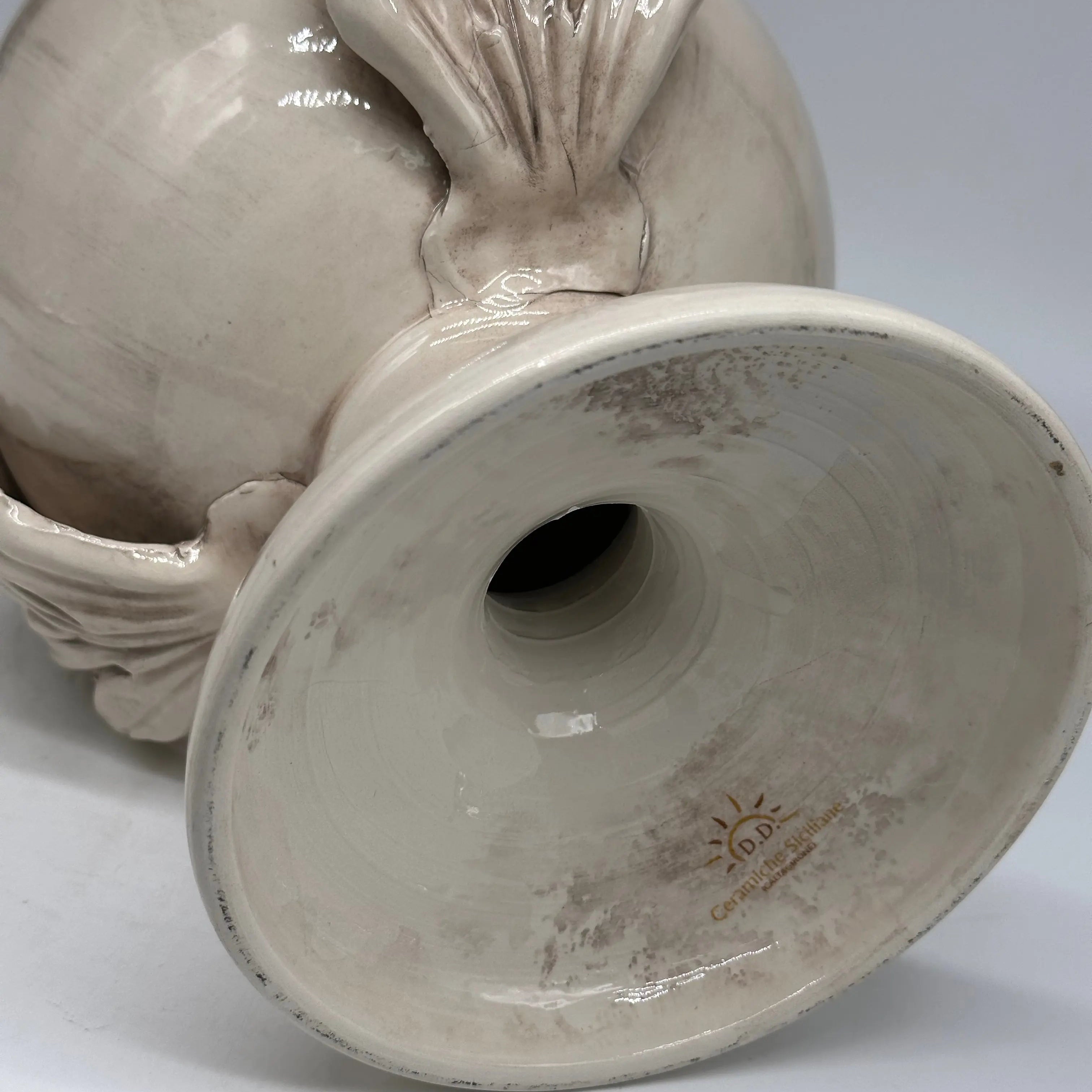 Pumo Ceramica Caltagirone cm H.30 Artigianale Écru DD CERAMICHE SICILIANE