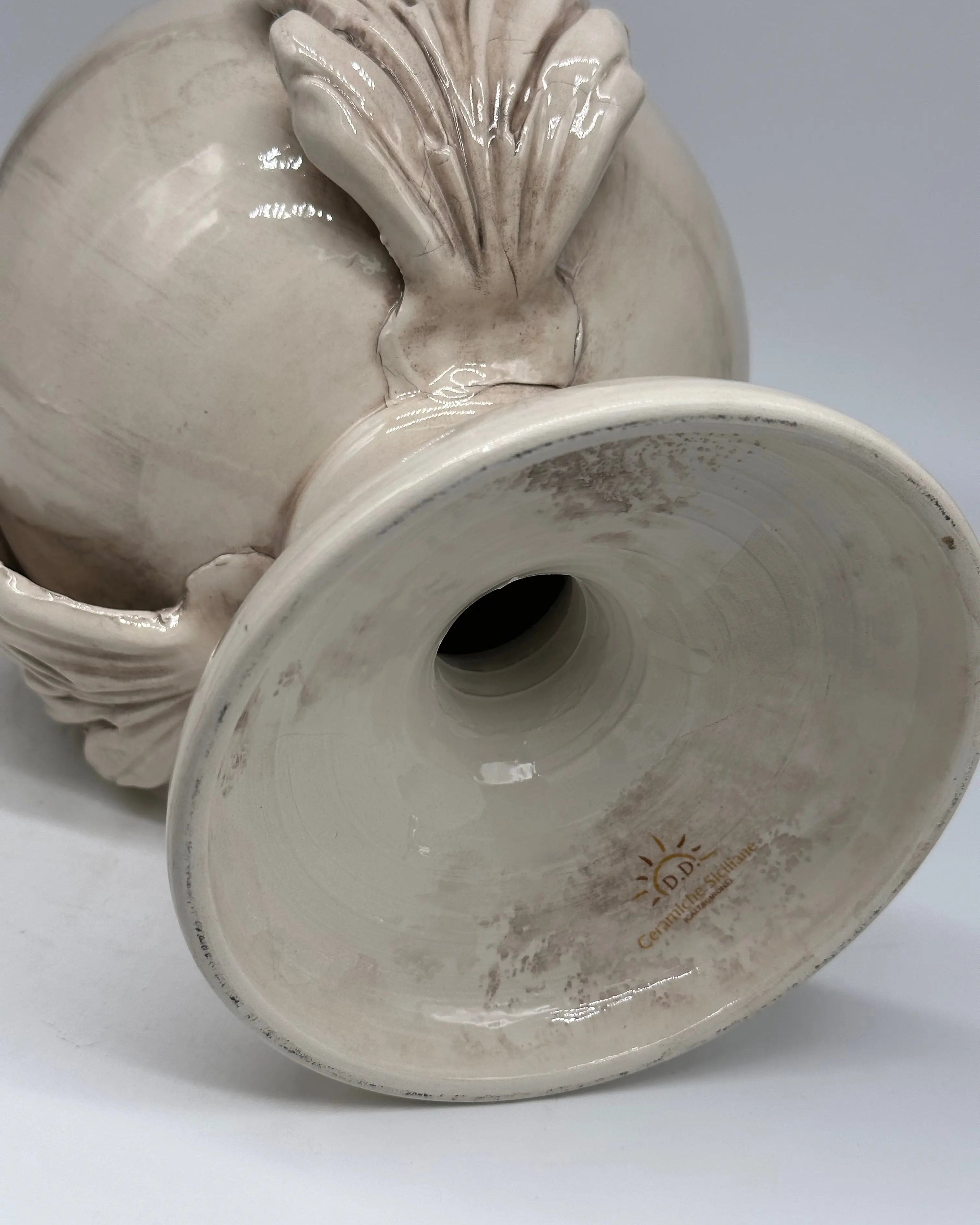 Pumo Ceramica Caltagirone cm H.30 Artigianale Écru DD CERAMICHE SICILIANE