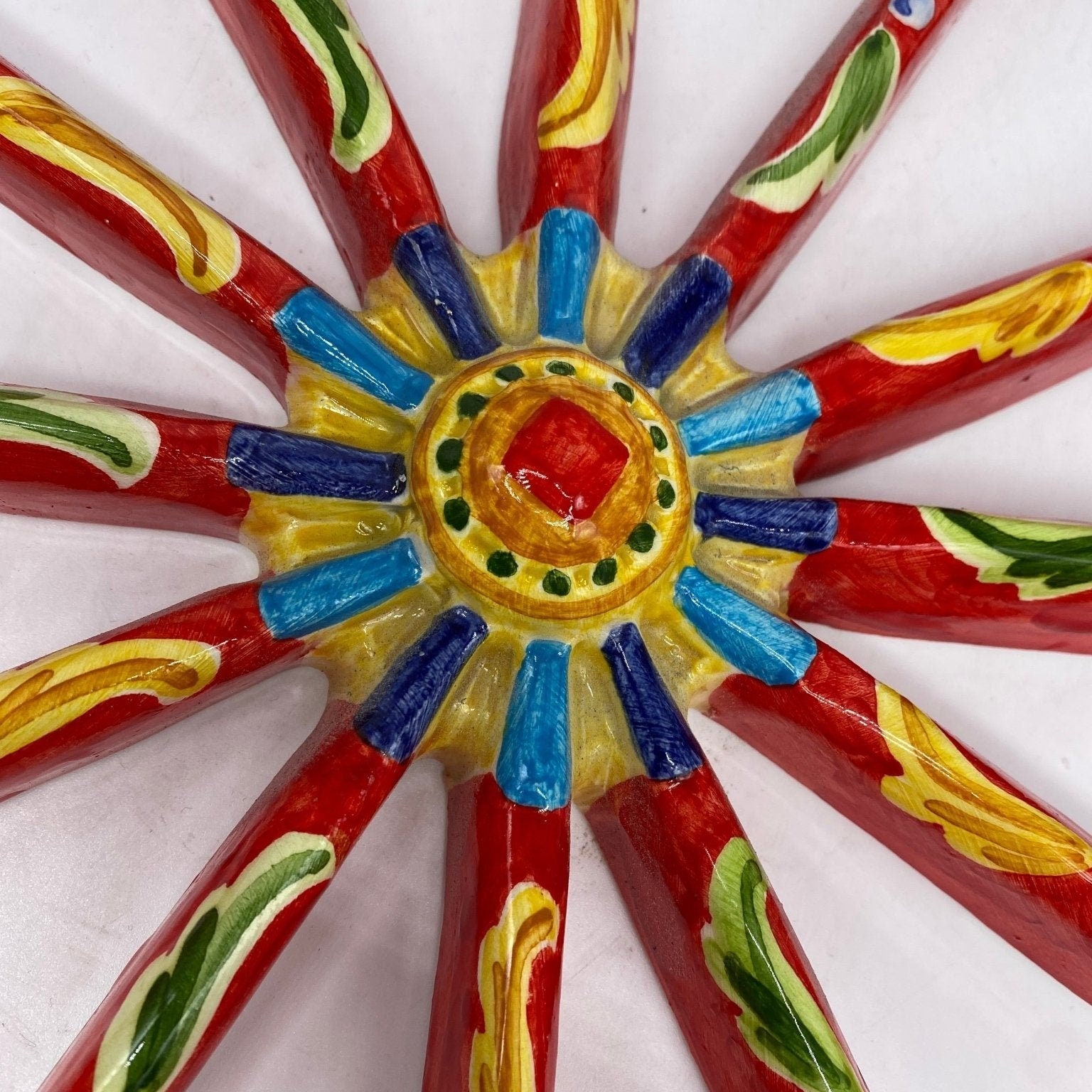 Ruota Carretto Siciliano Ceramica Caltagirone Diametro 30 cm Artigianale Decorata - DD CERAMICHE SICILIANE