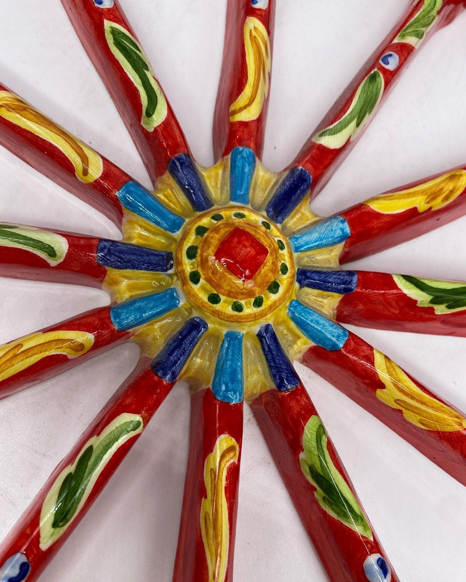 Ruota Carretto Siciliano Ceramica Caltagirone Diametro 30 cm Artigianale Decorata - DD CERAMICHE SICILIANE