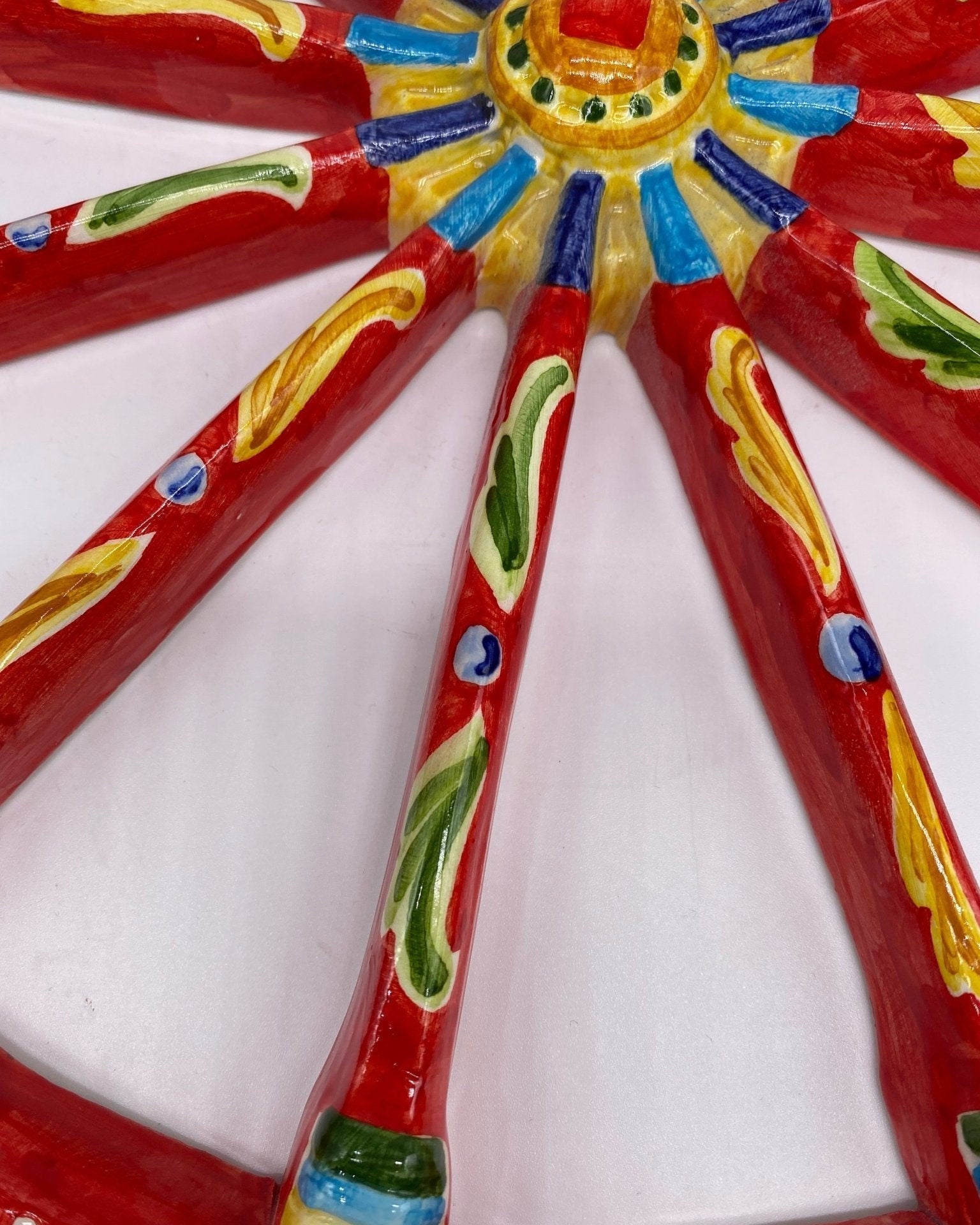 Ruota Carretto Siciliano Ceramica Caltagirone Diametro 30 cm Artigianale Decorata - DD CERAMICHE SICILIANE