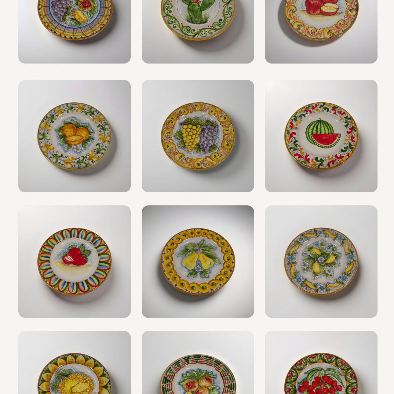 Servizio 12 Piatti Uso Alimentare Ceramica Caltagirone - Fruit of Sicily - PIATTI