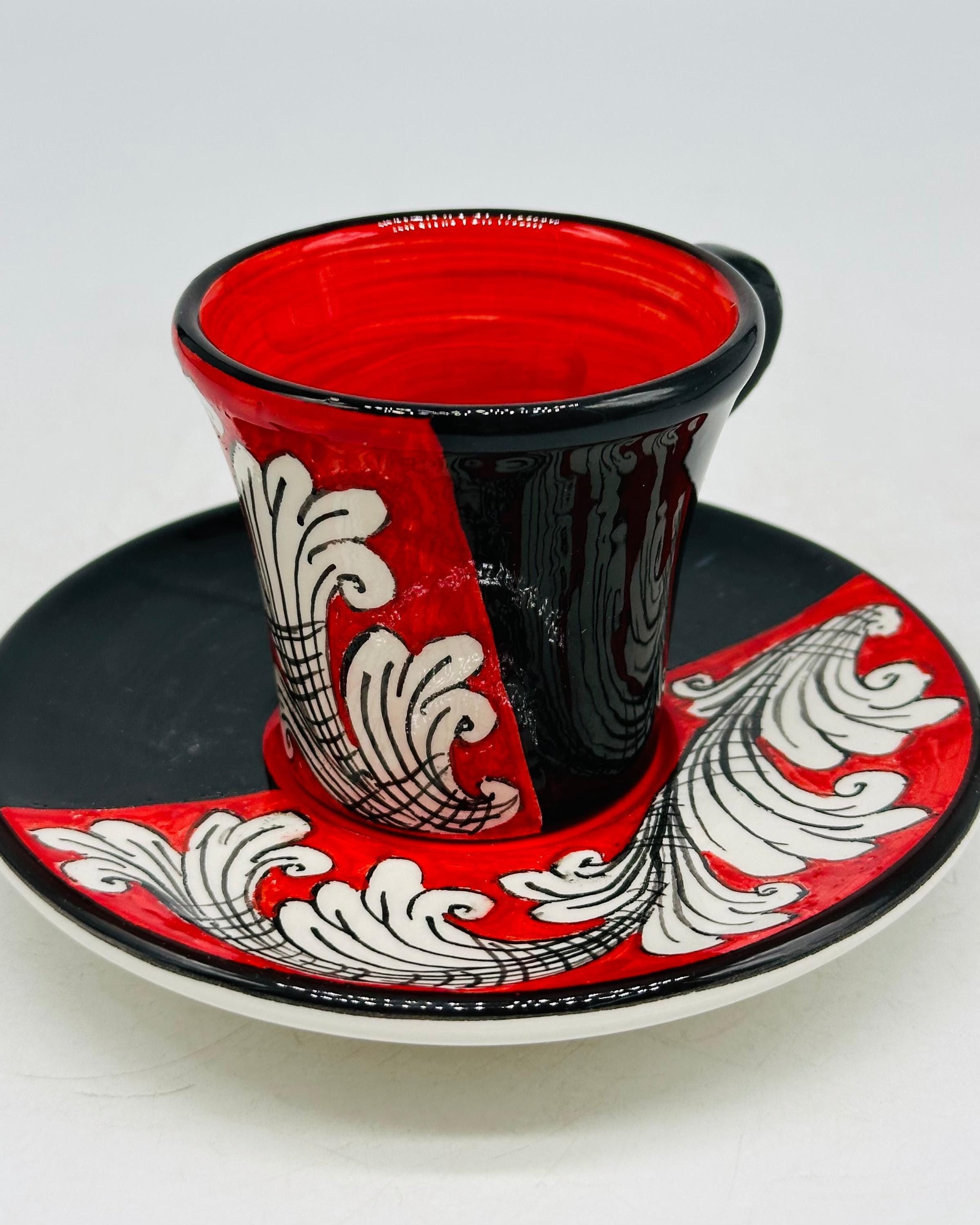 Set 6 tazzine da caffè decorate a mano “Ornato” Ceramica Caltagirone - MADE IN SICILY