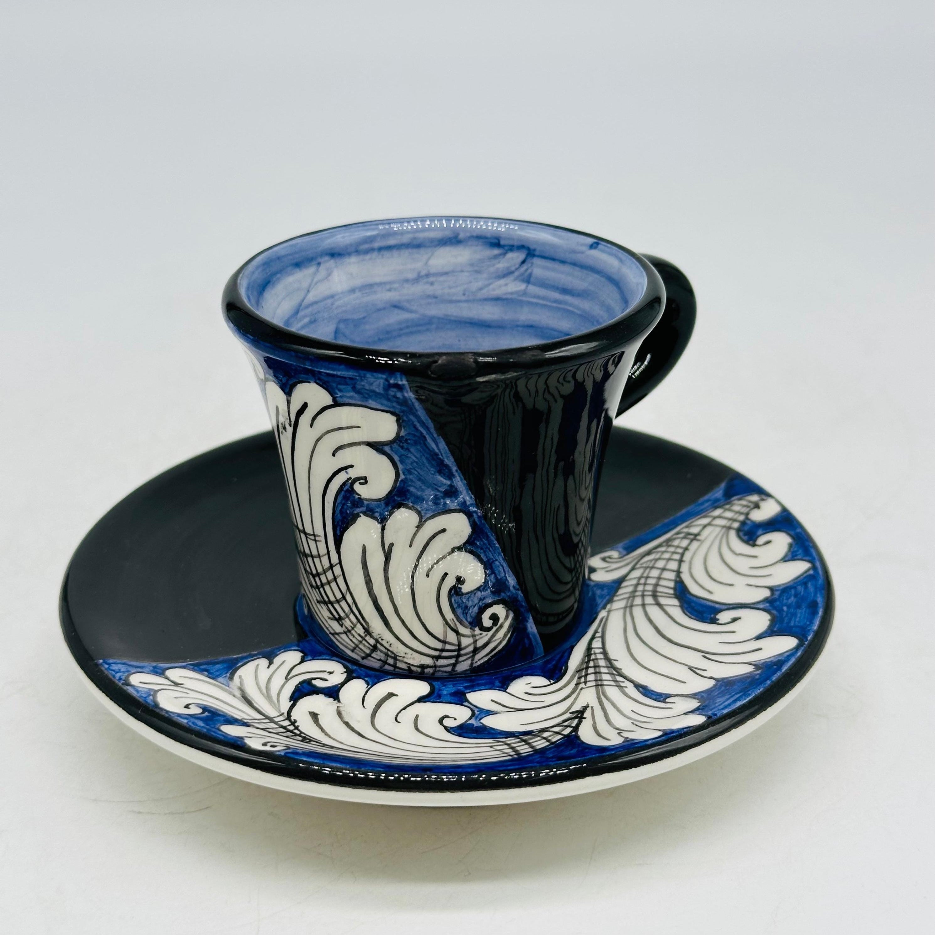 Set 6 tazzine da caffè decorate a mano “Ornato” Ceramica Caltagirone - MADE IN SICILY