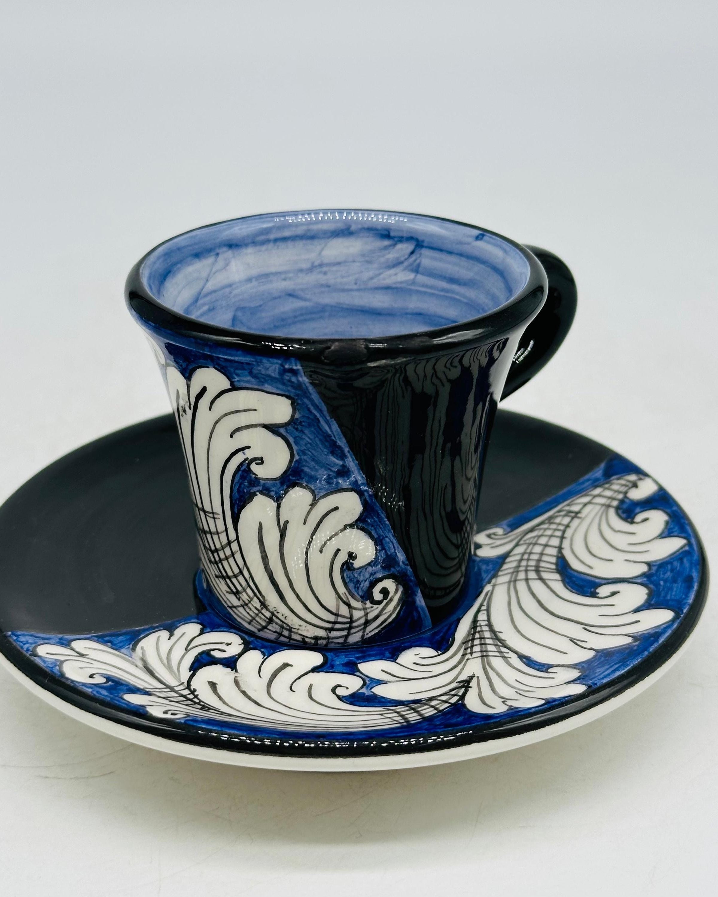 Set 6 tazzine da caffè decorate a mano “Ornato” Ceramica Caltagirone - MADE IN SICILY