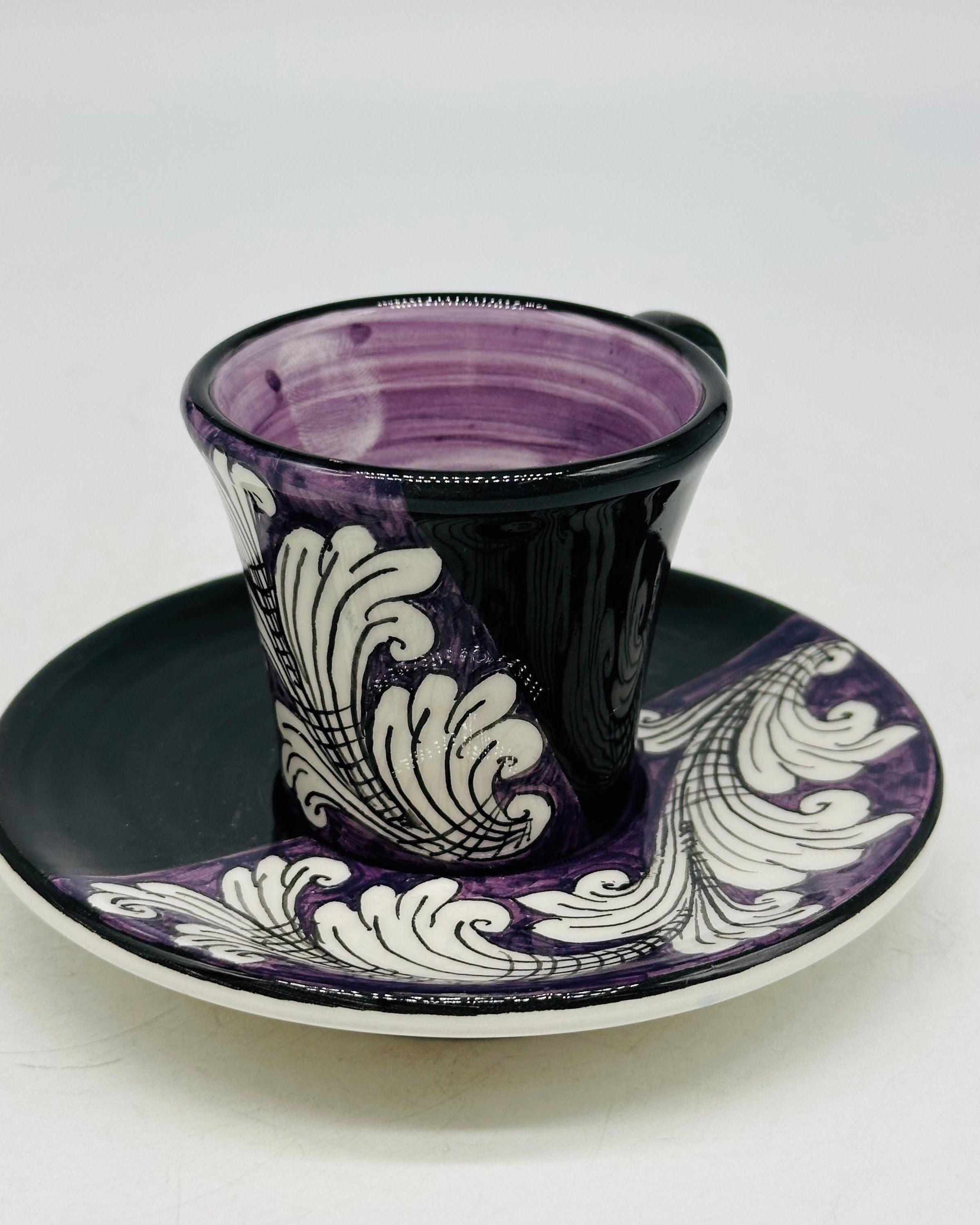 Set 6 tazzine da caffè decorate a mano “Ornato” Ceramica Caltagirone - MADE IN SICILY