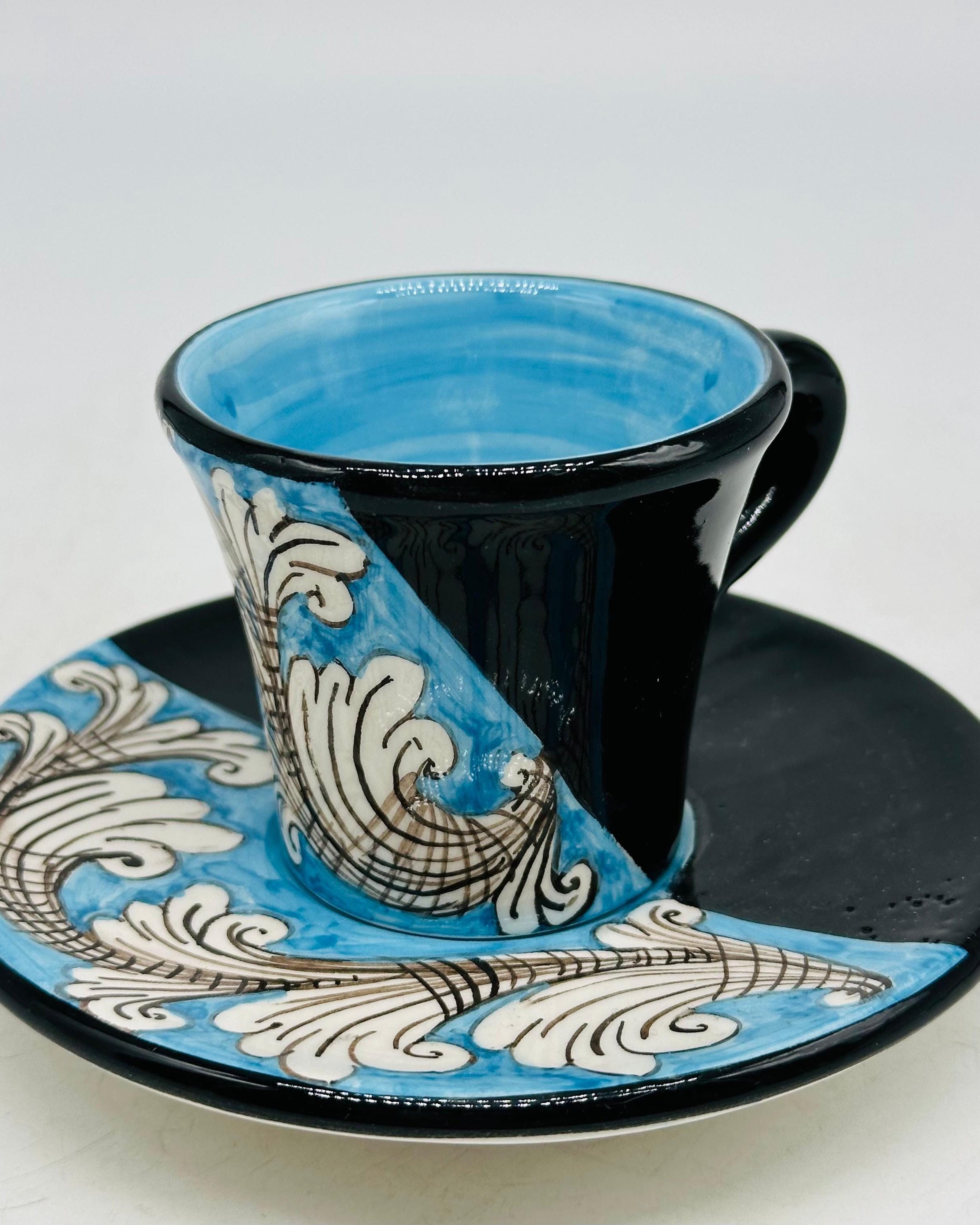 Set 6 tazzine da caffè decorate a mano “Ornato” Ceramica Caltagirone - MADE IN SICILY