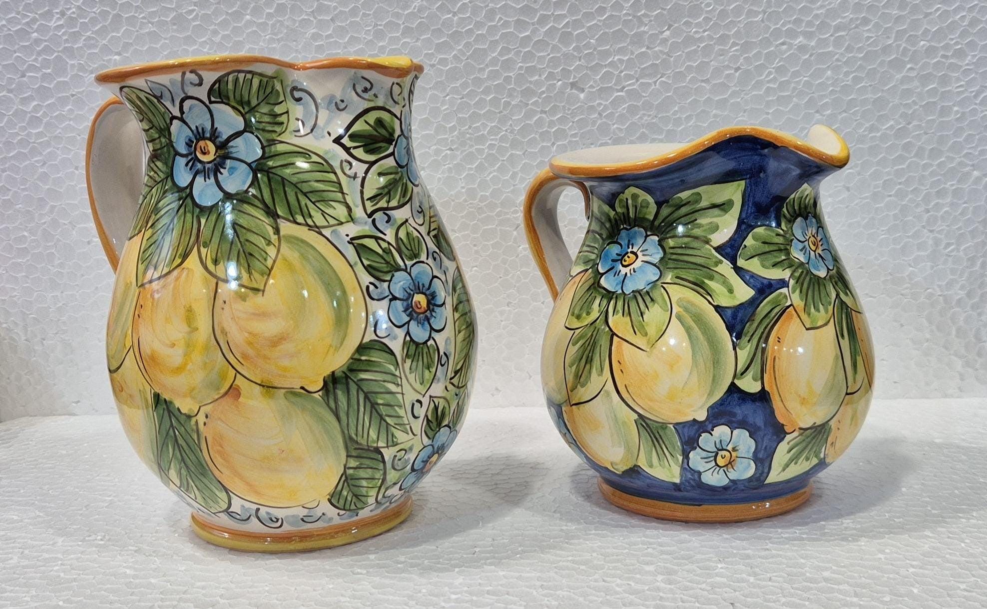 Set Caraffe Acqua e Vino Ceramica Caltagirone decorata a mano - MADE IN SICILY