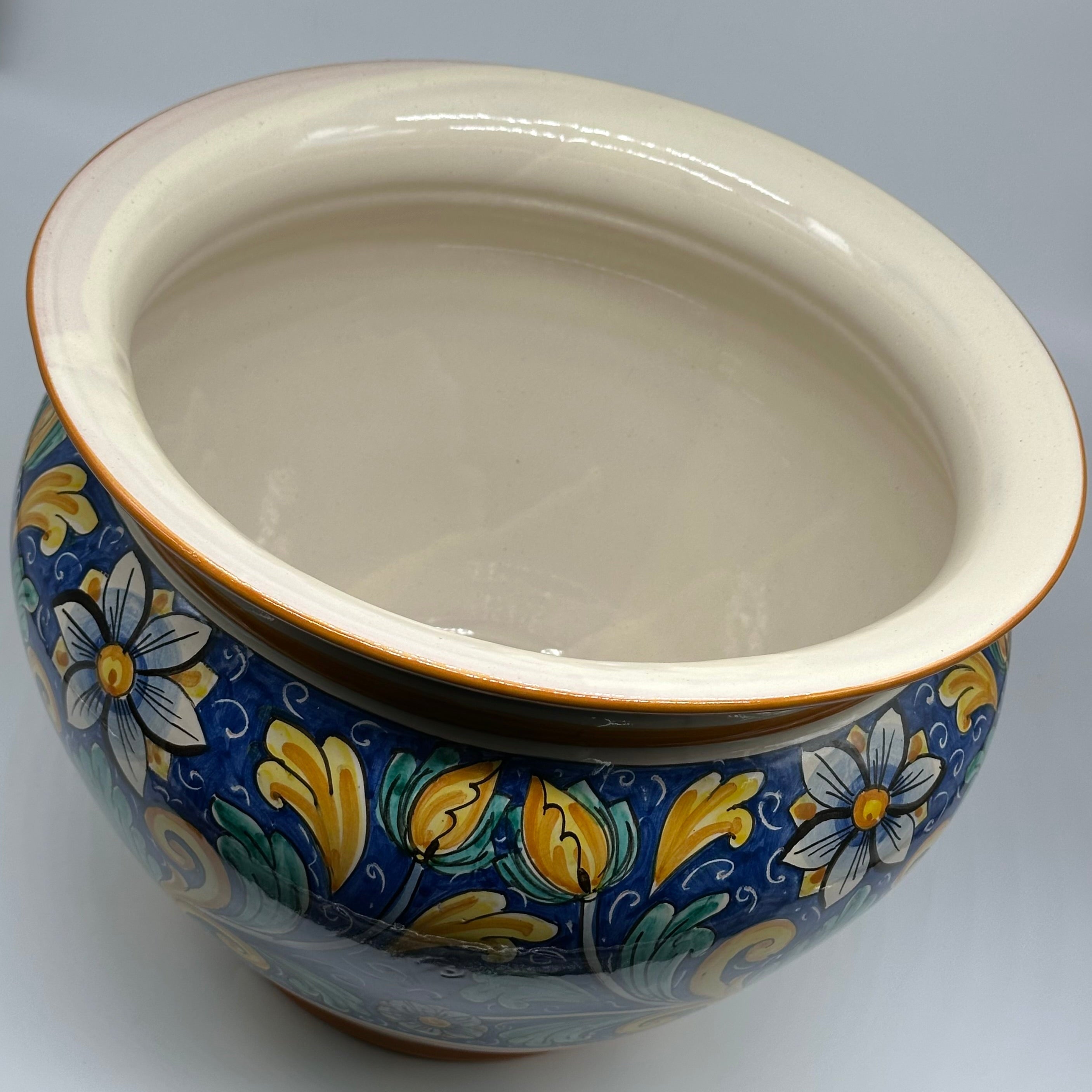 Portavaso Decorato a Mano Diametro 30cm Ceramica Caltagirone V.1 - MEZZA PIGNA