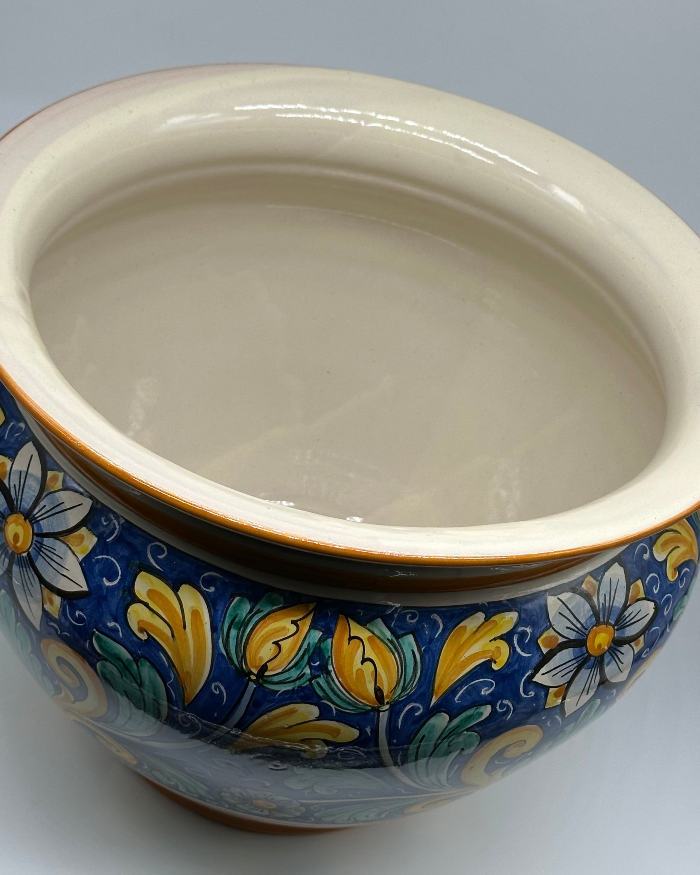 Portavaso Decorato a Mano Diametro 30cm Ceramica Caltagirone V.1 - MEZZA PIGNA