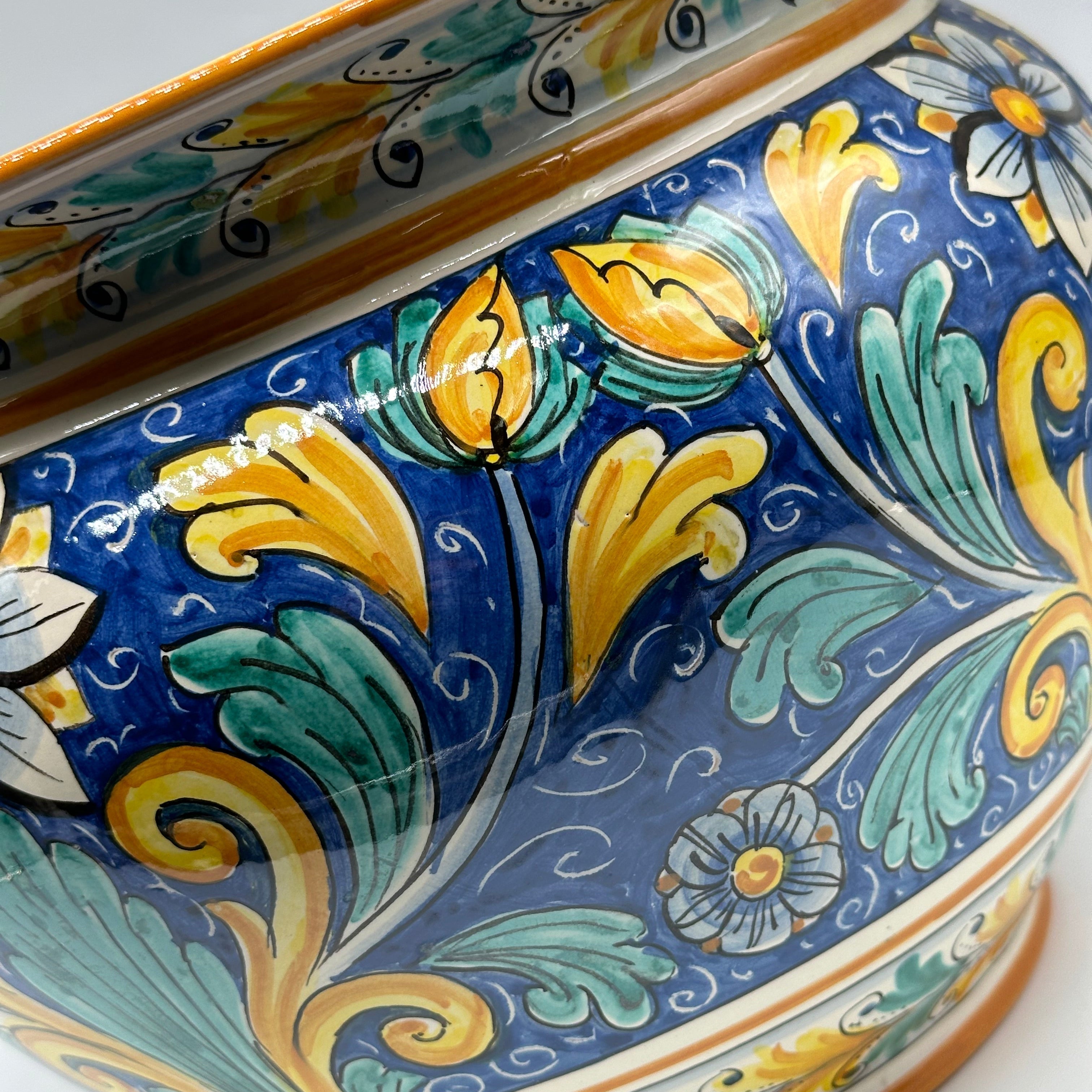 Portavaso Decorato a Mano Diametro 30cm Ceramica Caltagirone V.1 - MEZZA PIGNA